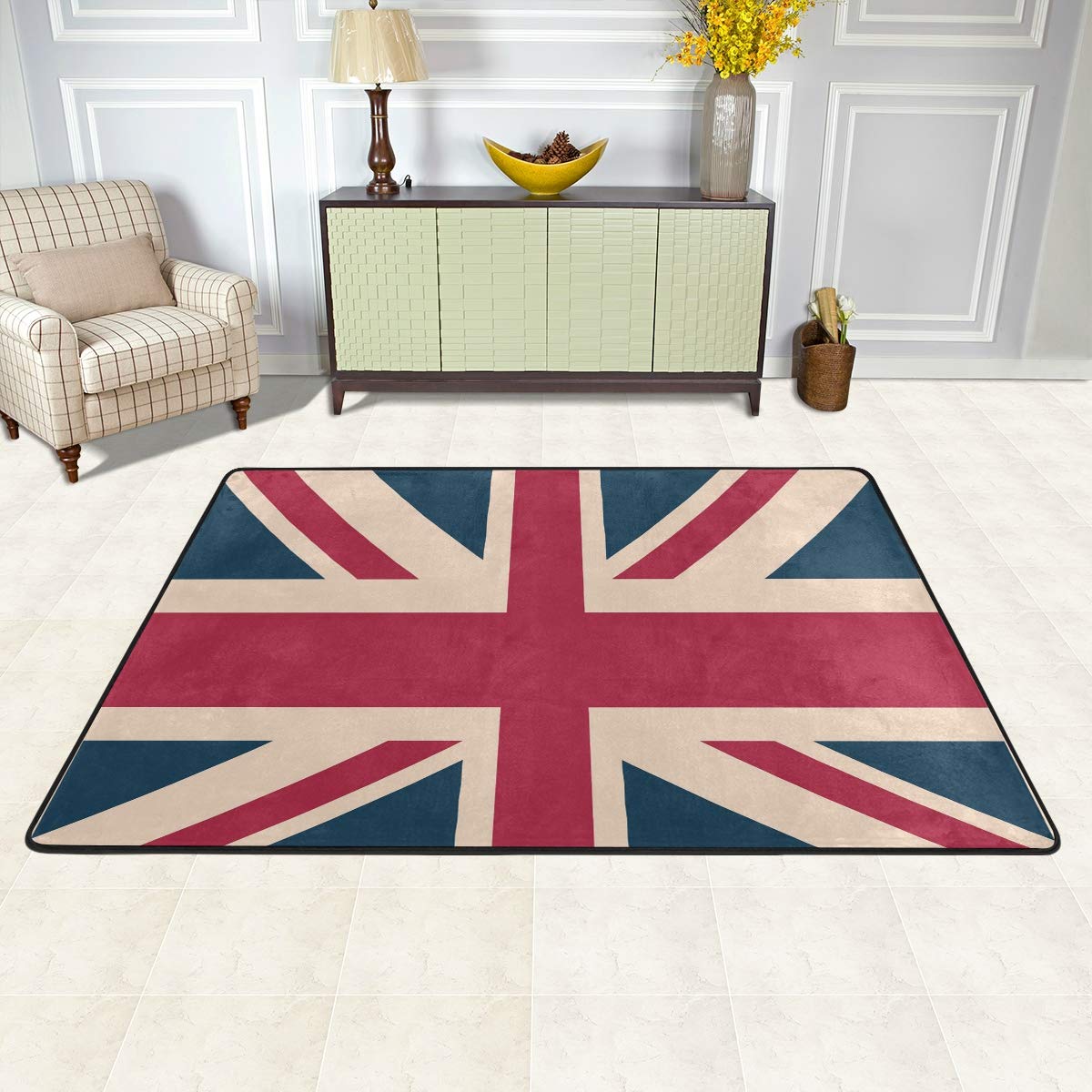 Vintage British Flag Area Rug - Non-Slip Indoor/Outdoor Doormat for Home Entryway, Living Room & Patio | CENHOME UK-Inspired Floor Mat