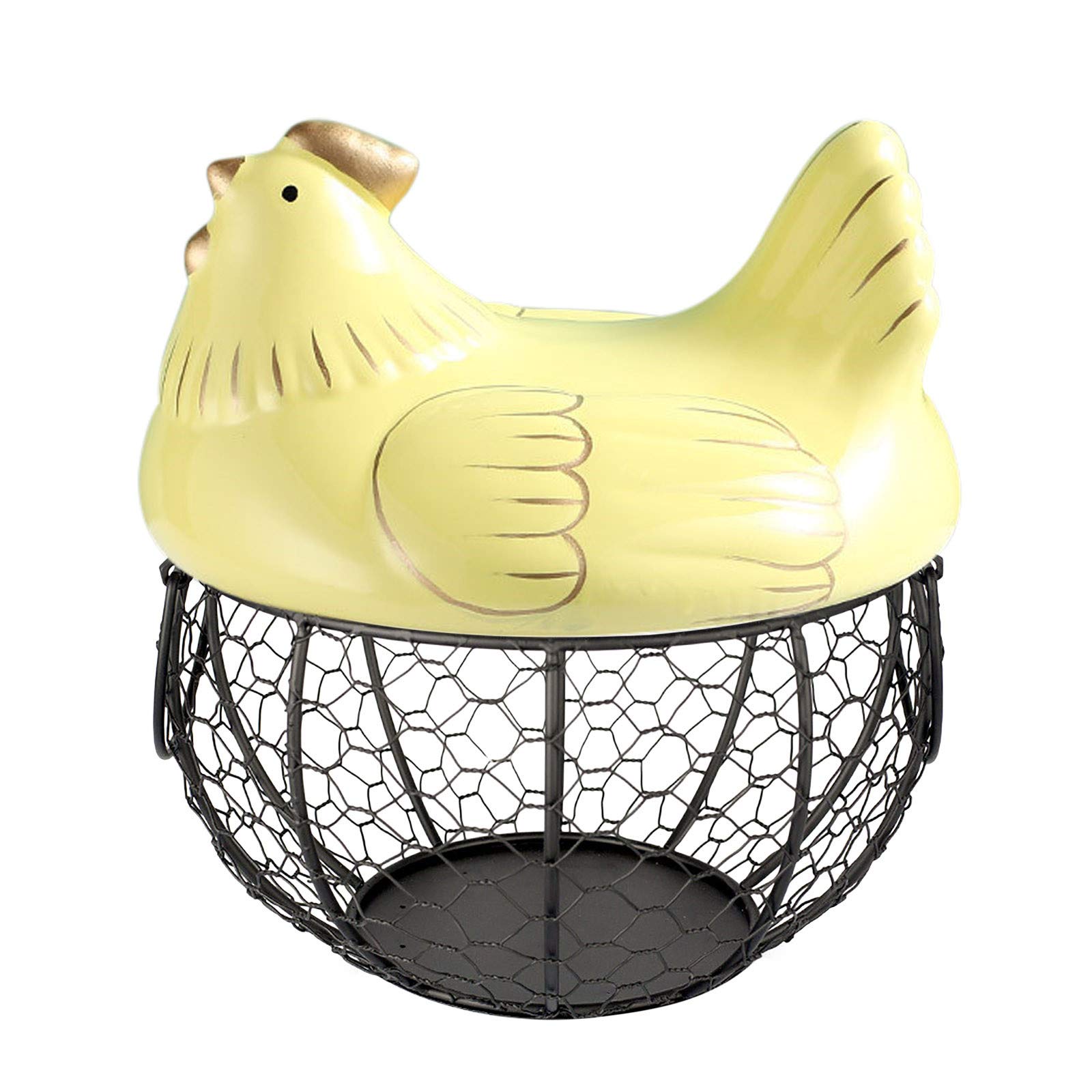 QQtangYA Ceramic Basket Container - Egg, Fruit & Kitchen Organizer Storage | Home Decor & Closet Sweater Bin | Yellow One Size | Perfect for Pantry, Countertop & Bedroom Organization