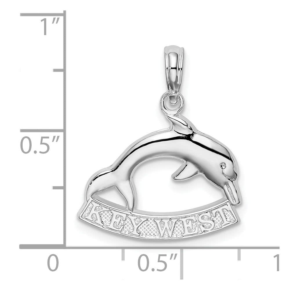 Authentic Sterling Silver Polished Key West Dolphin Pendant Necklace – Perfect for Beach Vacations, Ocean Lovers & Tropical Jewelry Gifts