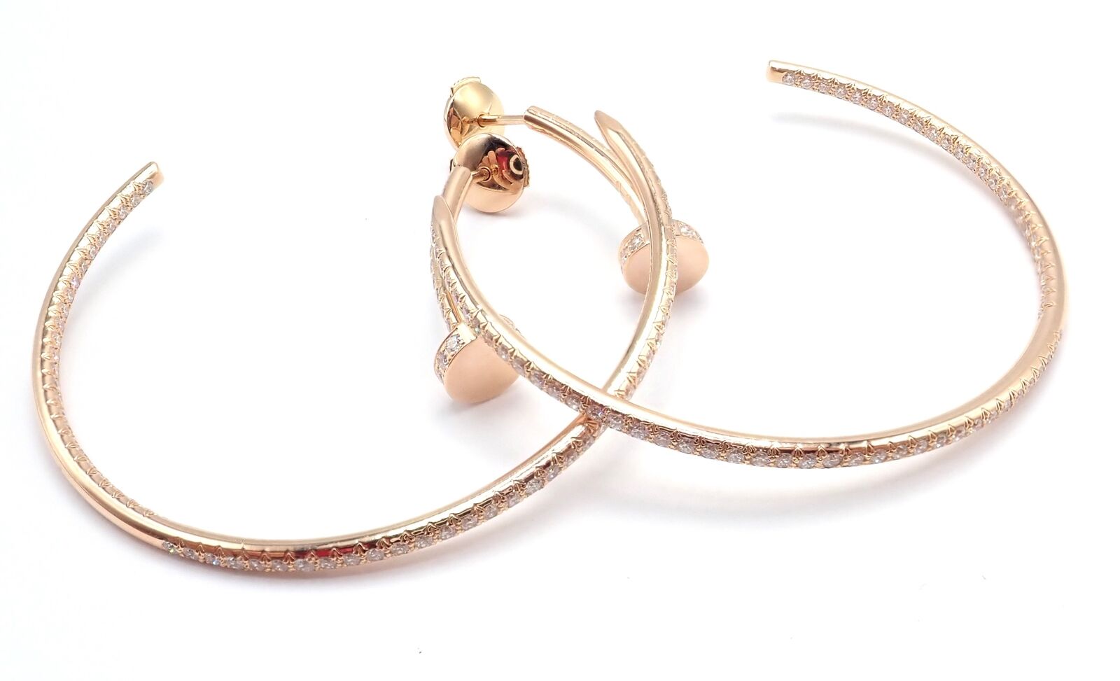 Authentic Cartier Juste un Clou 18k Rose Gold Diamond Hoop Earrings - Luxury Jewelry for Women, Perfect for Weddings, Parties & Special Occasions