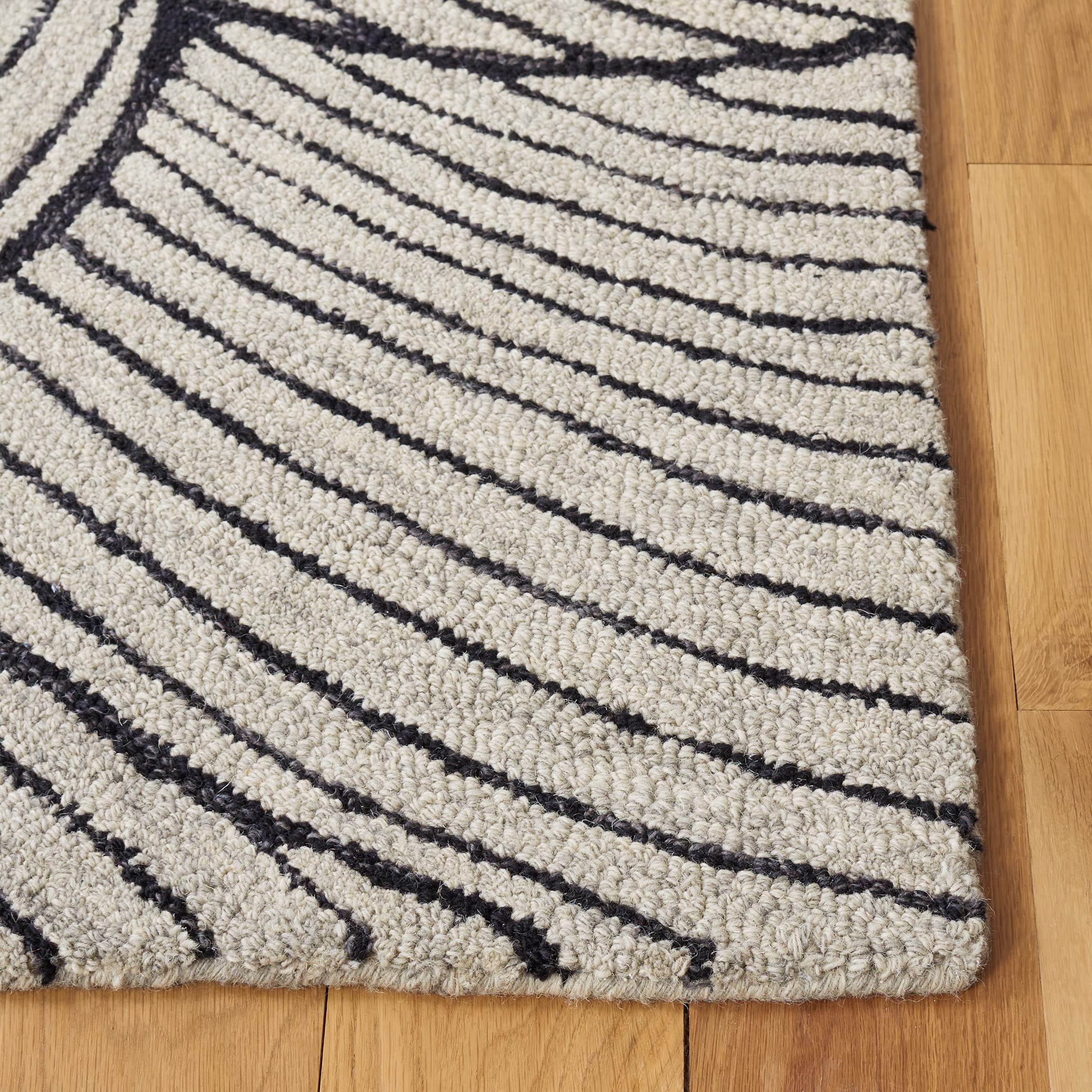 SAFAVIEH Metro Collection 6' Square Black Ivory Wool Area Rug - Handmade Premium Rug for Living Room, Dining Room & Bedroom | Soft & Durable Floor Decor for Home & Office