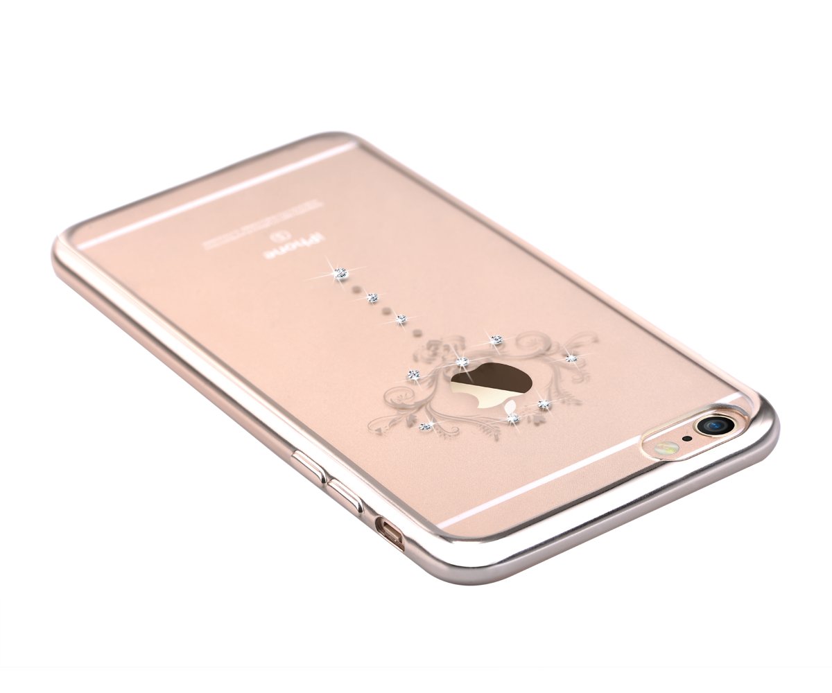Premium iPhone 6s Plus Case with Swarovski Crystals - Devia Schalke Floral TPU Protective Cover for iPhone 6 Plus/6s Plus (5.5 Inch) in Champagne Gold - Elegant Protection for Daily Use & Special Occasions
