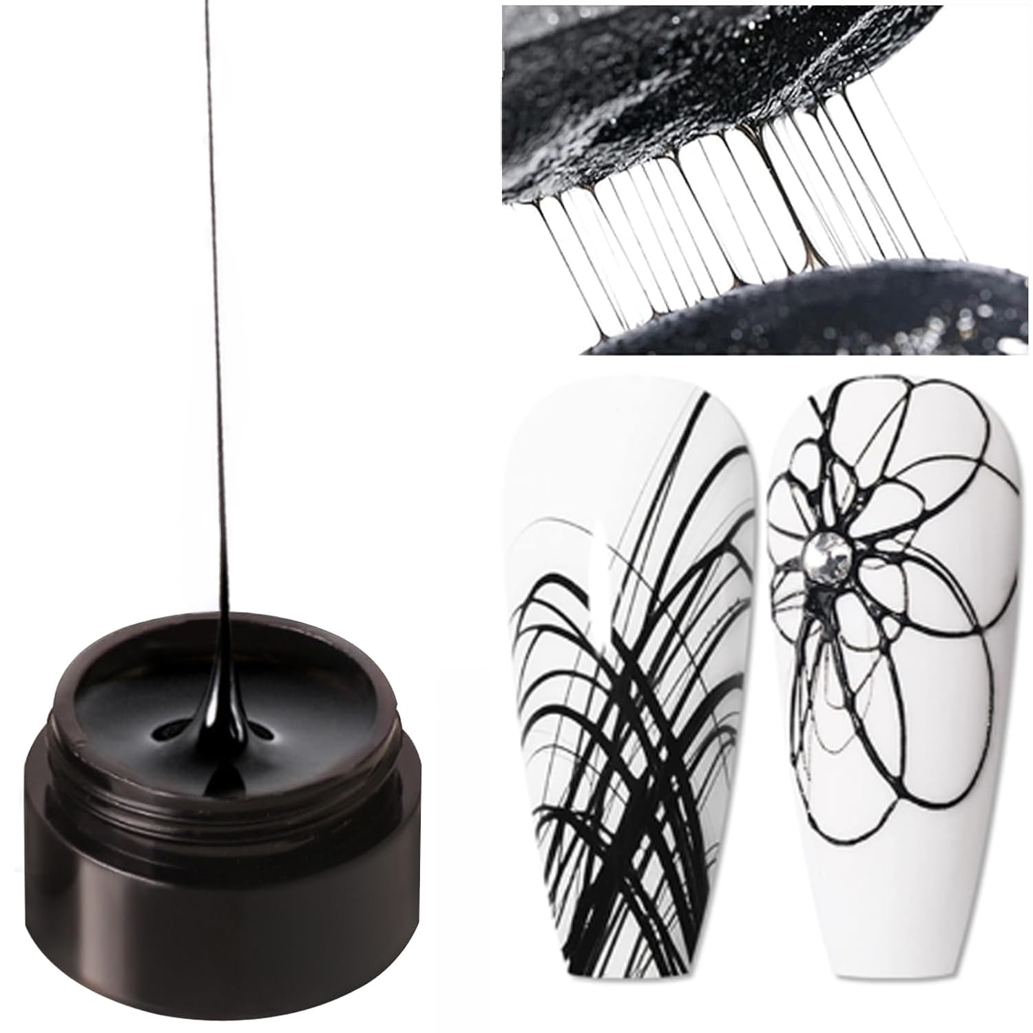 Black Spider Gel Nail Polish - UV LED Cured Gel Paint for DIY Nail Art Designs | Professional Manicure Gel for Halloween, Gothic & Creative Nail Styles