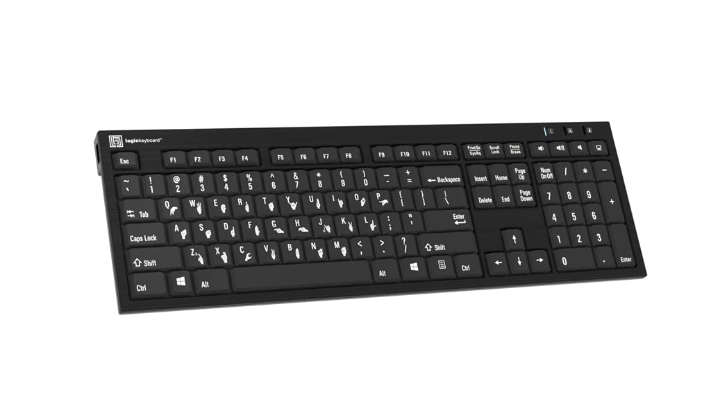 Logitech Keyboard with ASL Hand Signs - Plug & Play for Windows 7-11 - Perfect for Sign Language Classrooms & Deaf Education Programs
