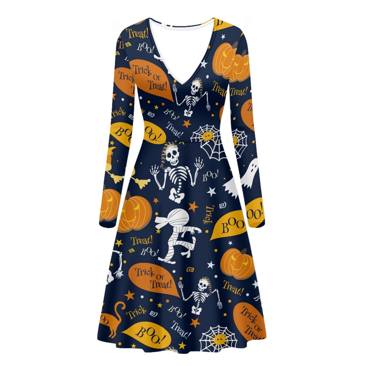 GLUDEAR Women's Plus Size Halloween Dress - Sexy V-Neck Long Sleeve Costume for Halloween Party, Cosplay & Themed Events | Comfortable & Stylish Outfit for Women's Costume Parties