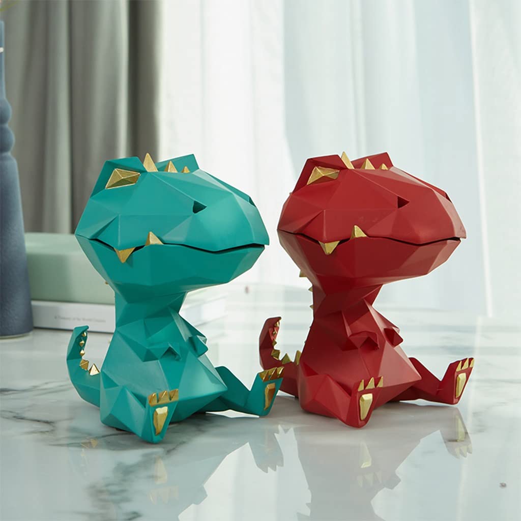 Dinosaur Key Bowl - Decorative Resin Jewelry Tray & Entryway Storage Box for Keys, Coins, Phone, Wallet - Modern Home Décor Animal Statue (Red) - Perfect for Entryway Organizer, Living Room Decor & Gift Idea