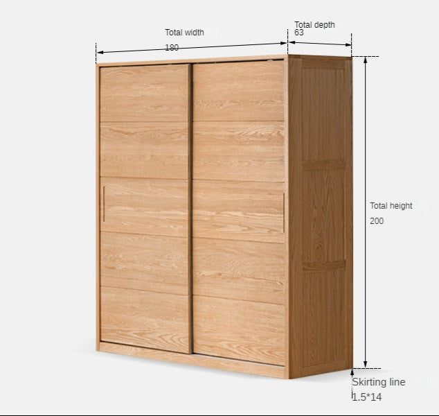 Solid Oak Wood Sliding Door Wardrobe Closet - Modern & Durable Storage for Bedroom, Living Room, or Walk-In Closet Organization