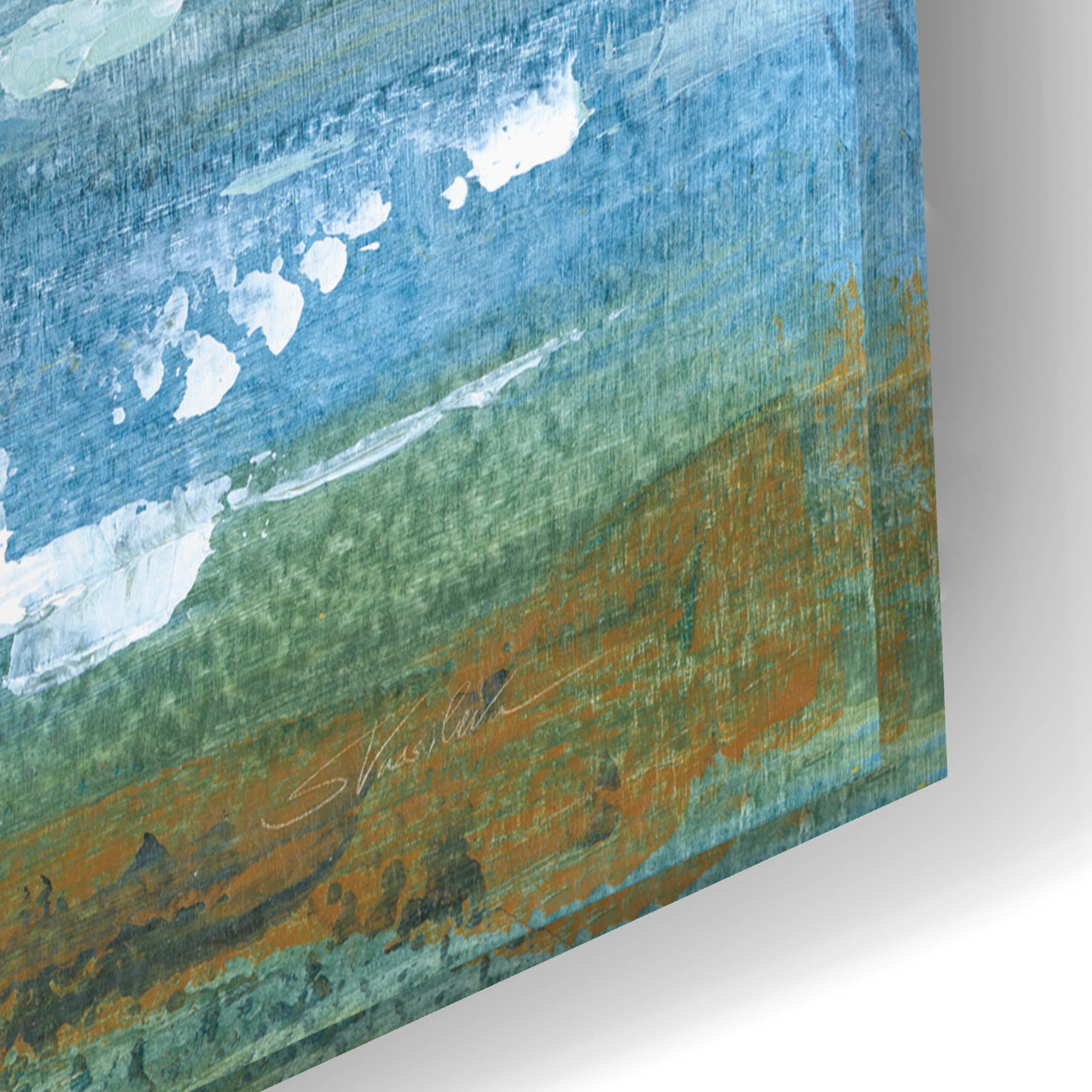 Silvia Vassileva 'Morning Seascape' Acrylic Glass Wall Art - 24x16 Inches Modern Coastal Painting for Living Room, Bedroom & Office Decor