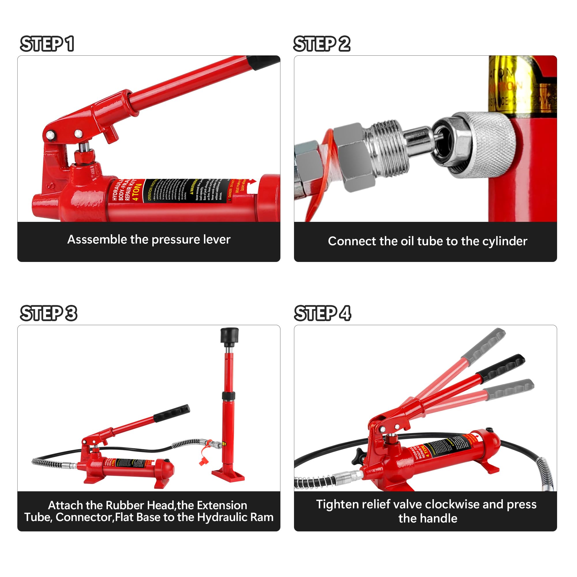 Heavy Duty Porta Power Kit - 20 Ton Hydraulic Ram with Pump & Accessories for Auto Repair, Construction & Industrial Use