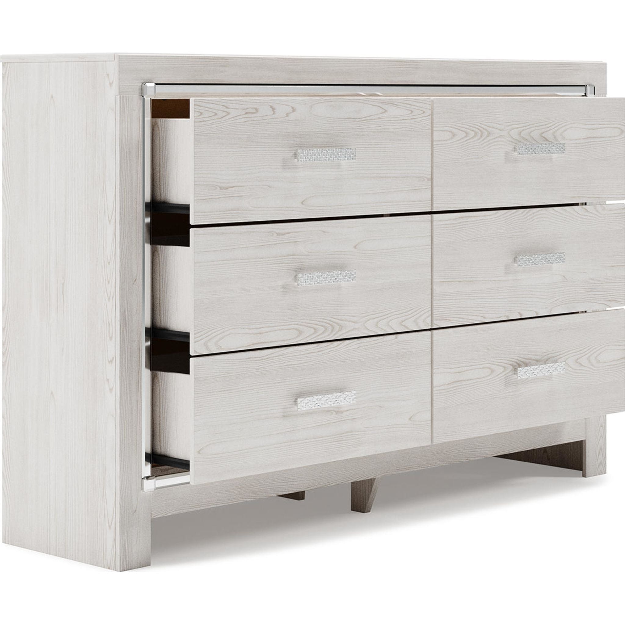 Altyra White Dresser - Modern 6-Drawer Chest for Bedroom, Living Room & Office Storage | Solid Wood Furniture with Smooth Gliding Drawers