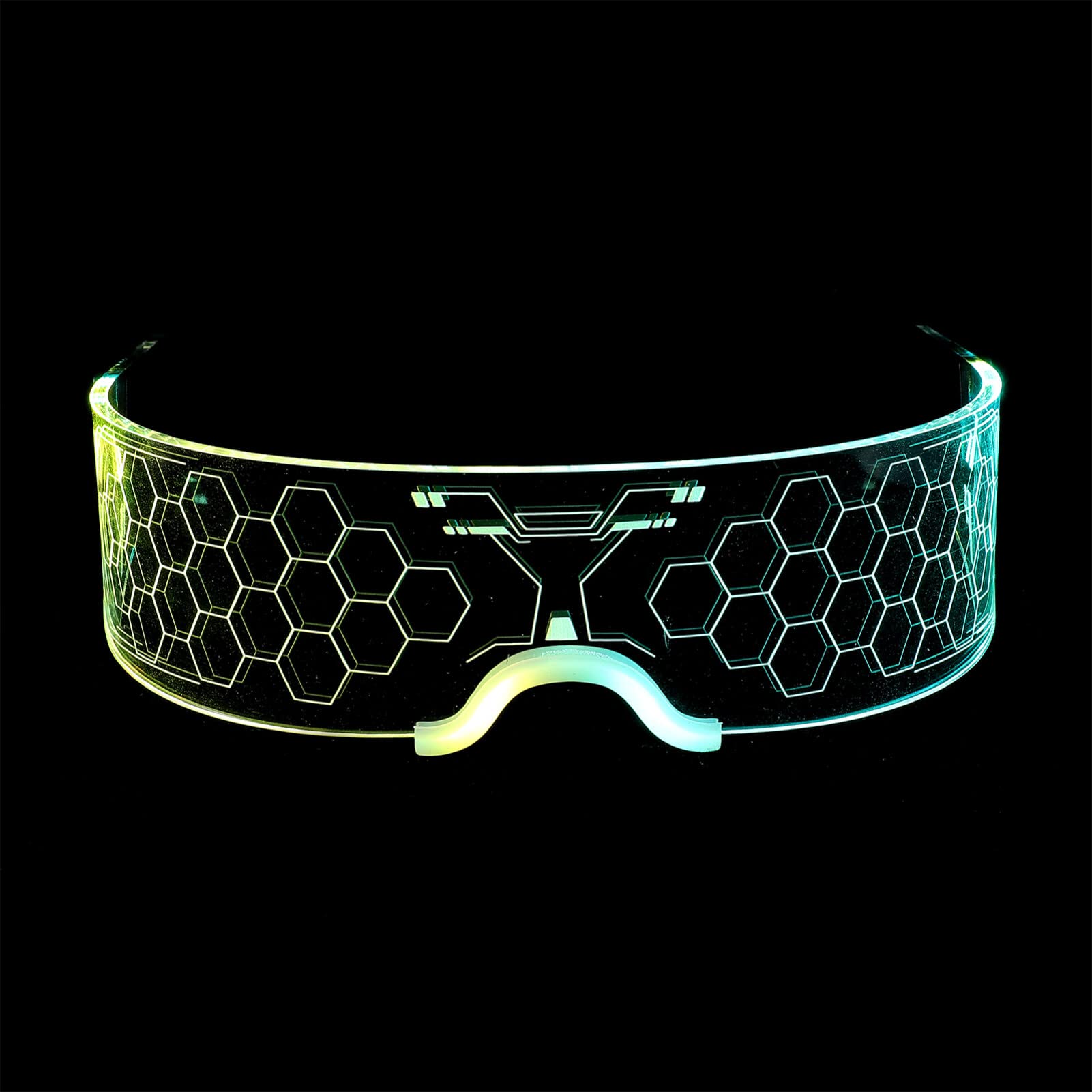 Kisangel Clear LED Light Up Glasses - Futuristic Style Eyewear with Luminous Visor for Party, Rave, Photography & Cosplay - Trendy Sunglasses for Night Events & Costume Props