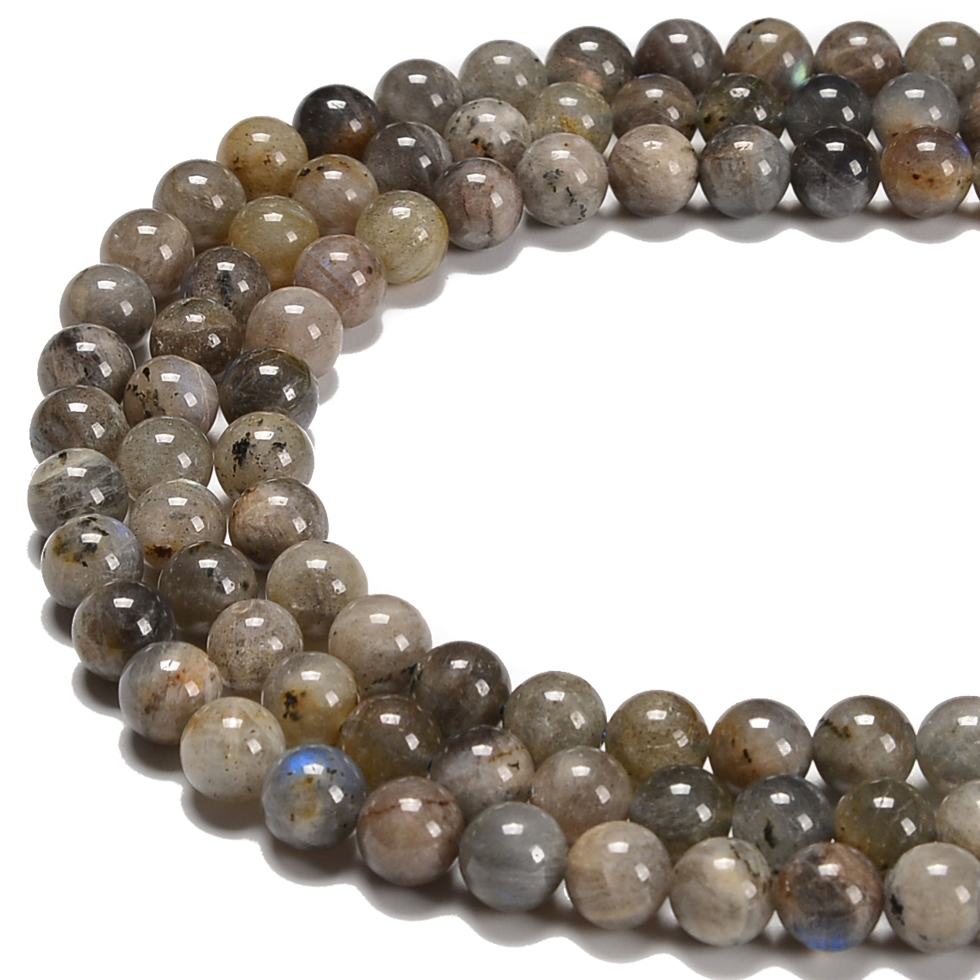 Natural Labradorite Beads with Black Specks - Smooth Round 6mm 8mm 10mm Gemstone Beads - 15.5