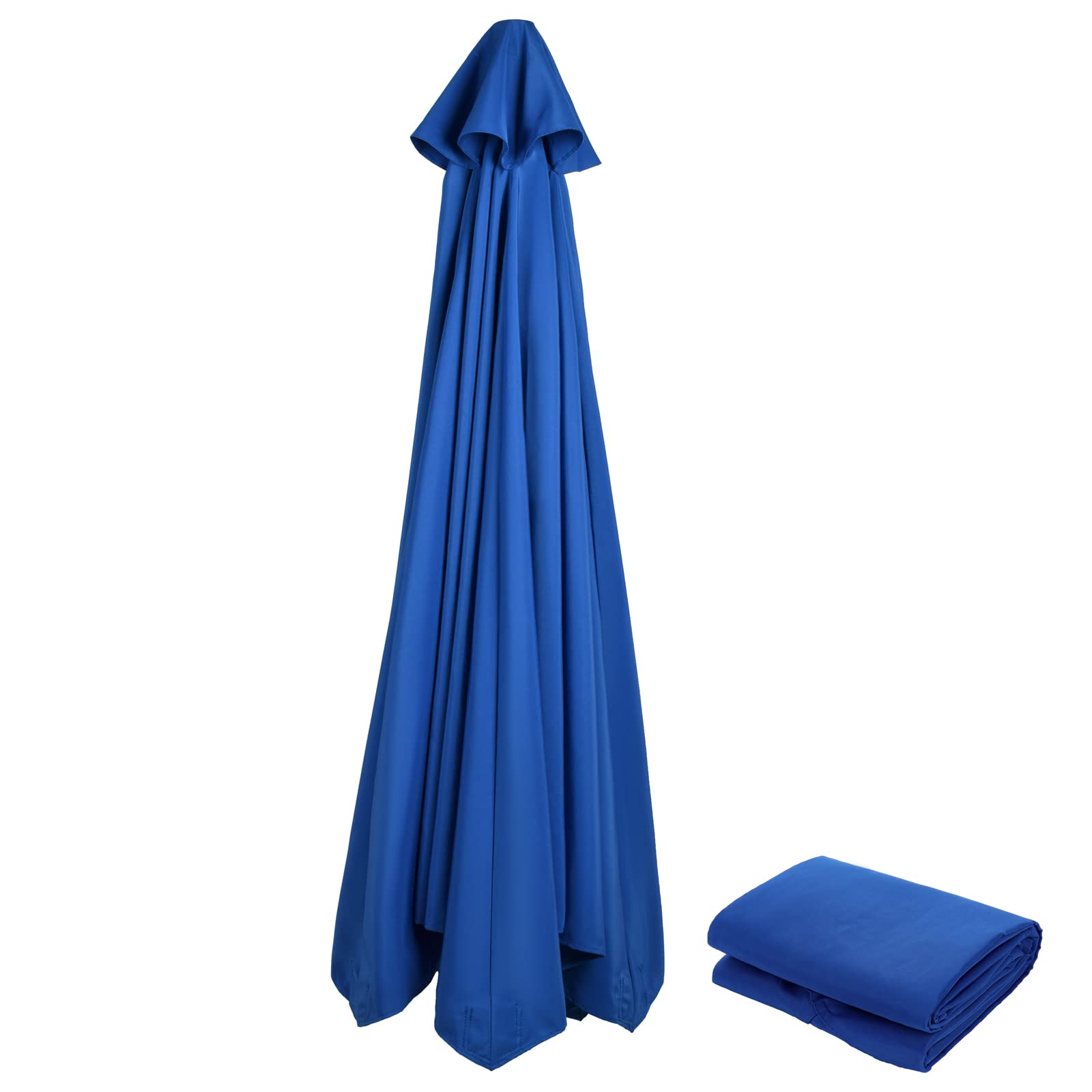 WUHNGD 10ft Replacement Canopy for Patio Umbrella - 8 Ribs Outdoor Umbrella Top Cover, Tan & Navy Blue (Canopy Only) - Perfect for Market Tables, Deck Chairs, and Backyard Lounging