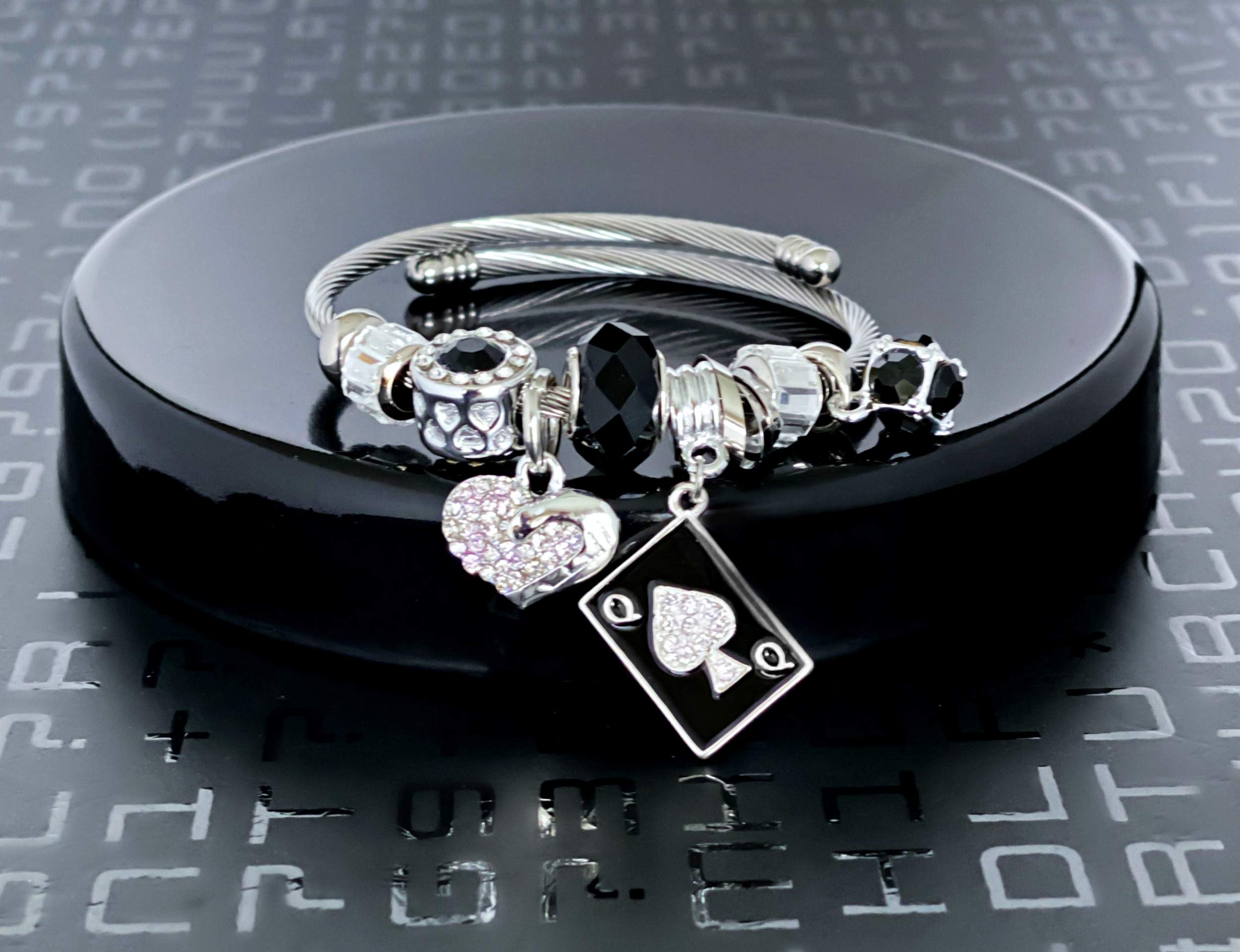 Hotwife Stainless Steel Charm Bracelet for Women - Hot Wife, Queen of Spades, Vixen, Threesome Jewelry - Perfect for Swinger Parties, MFM Dates & Naughty Gift Giving