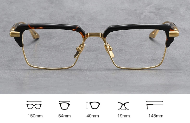 Stylish Unisex Black Titanium Acetate Square Eyeglasses - Lightweight Durable Full-Rim Frames for Men & Women | Perfect for Work, Reading & Fashion Accessories