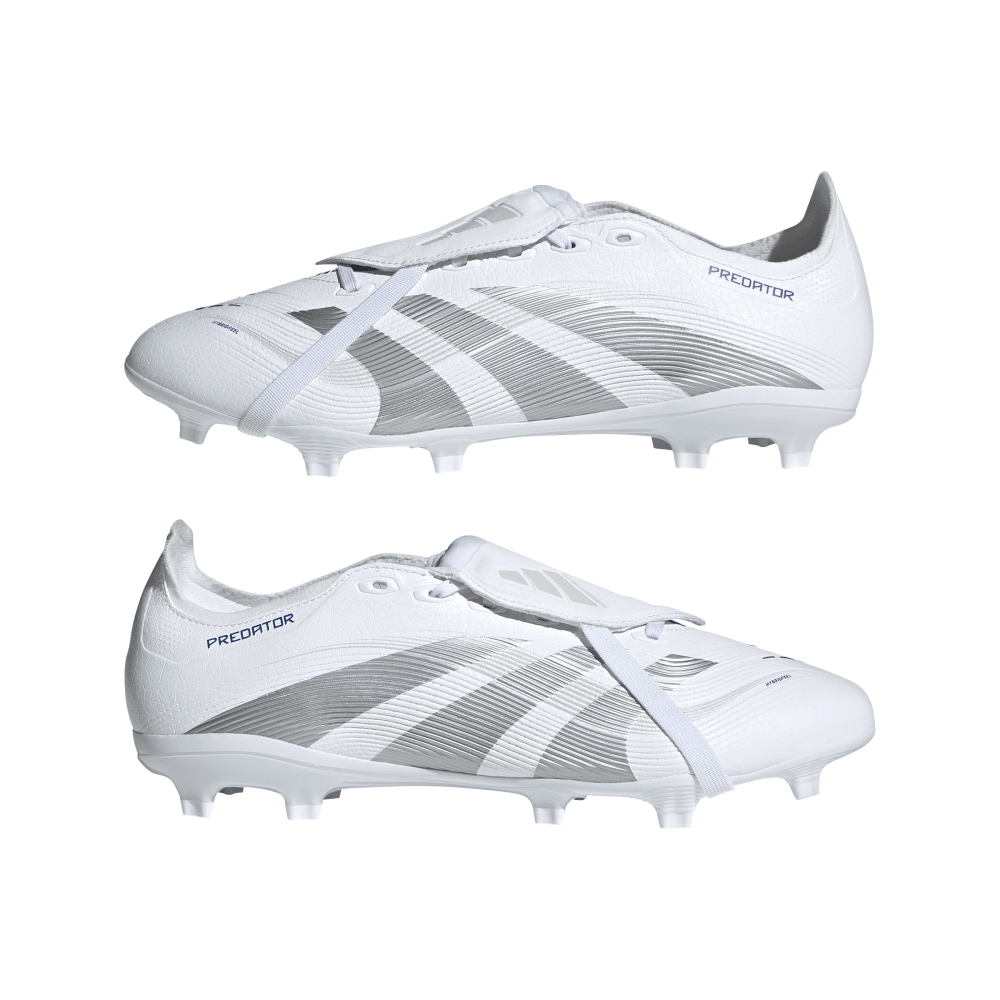 Adidas Predator League FG Soccer Cleats - Fold Over Tongue Football Shoes for Men (Cloud White/Silver Metallic/Bright Royal) | Perfect for Turf Matches & Training Sessions