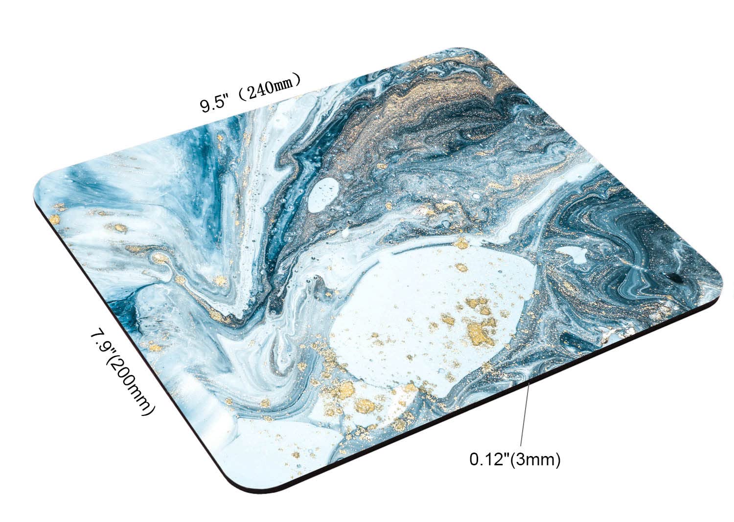 Premium Abstract Blue Swirls Marble Mouse Pad - Non-Slip Rubber Base, Washable Square Cloth Surface for Office & Laptop Use - Perfect for Wireless Mouse, Computer Desks & Gaming Setups