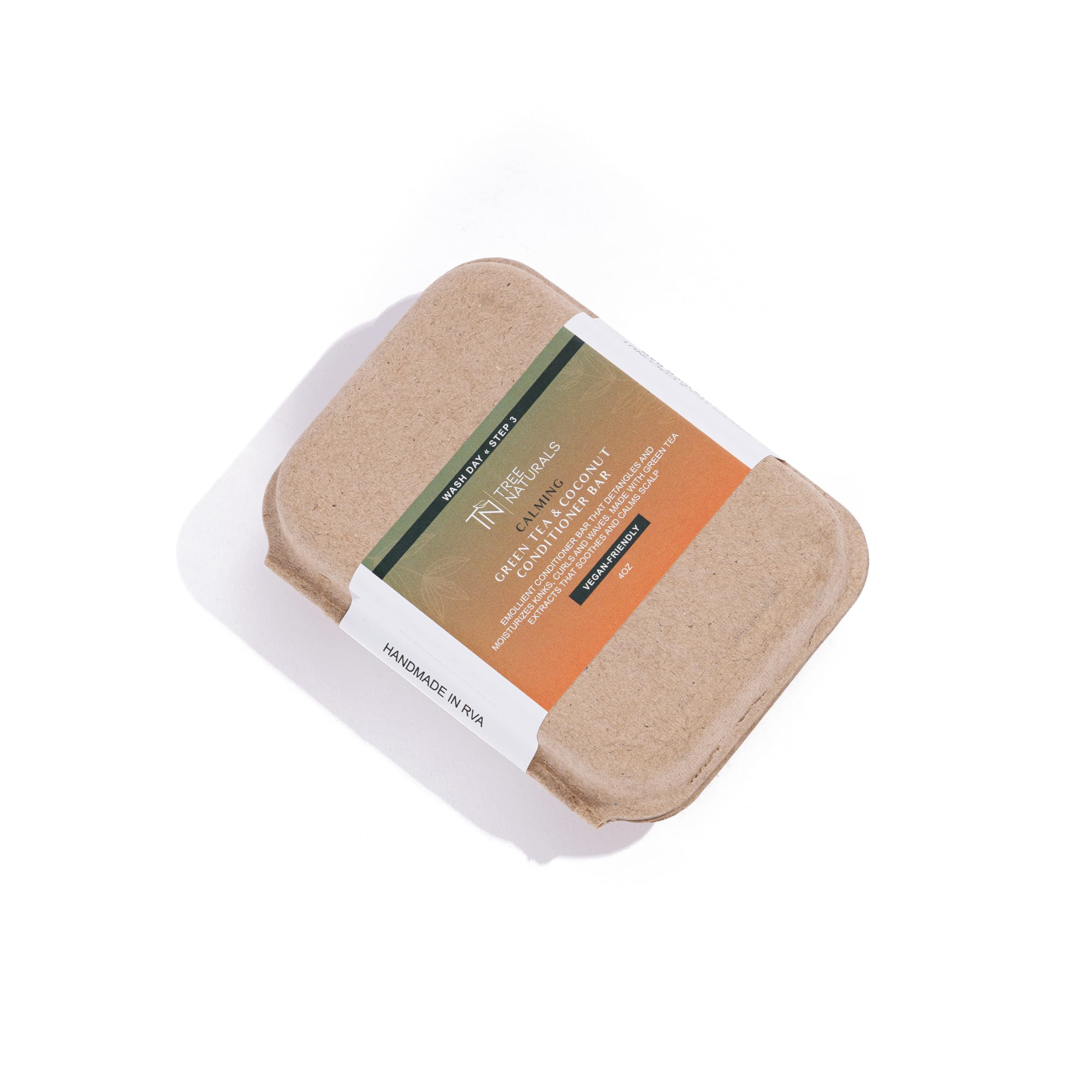 Green Tea & Coconut Conditioner Bar for Curly Hair – Sulfate-Free Vegan Solid Conditioner (4 oz) – Moisturizing & Detangling for Coily & Kinky Hair – Plastic-Free, Travel-Friendly Hair Care – Perfect for Natural Hair Care Routine & Eco-Friendly Travel