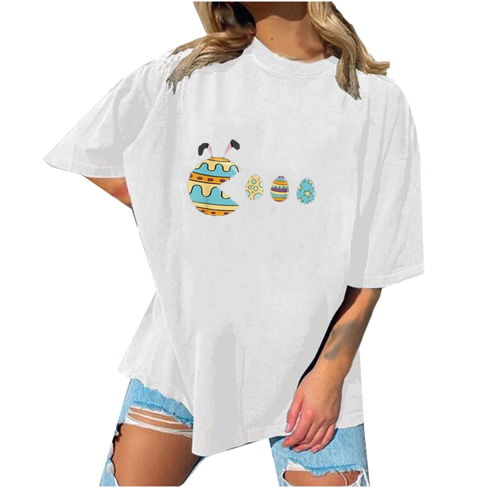 Women's Casual V-Neck Printed Short Sleeve Blouse - Work Office & Summer Tops - Perfect for Business Casual, Weekend Outings and Summer Vacation Wear