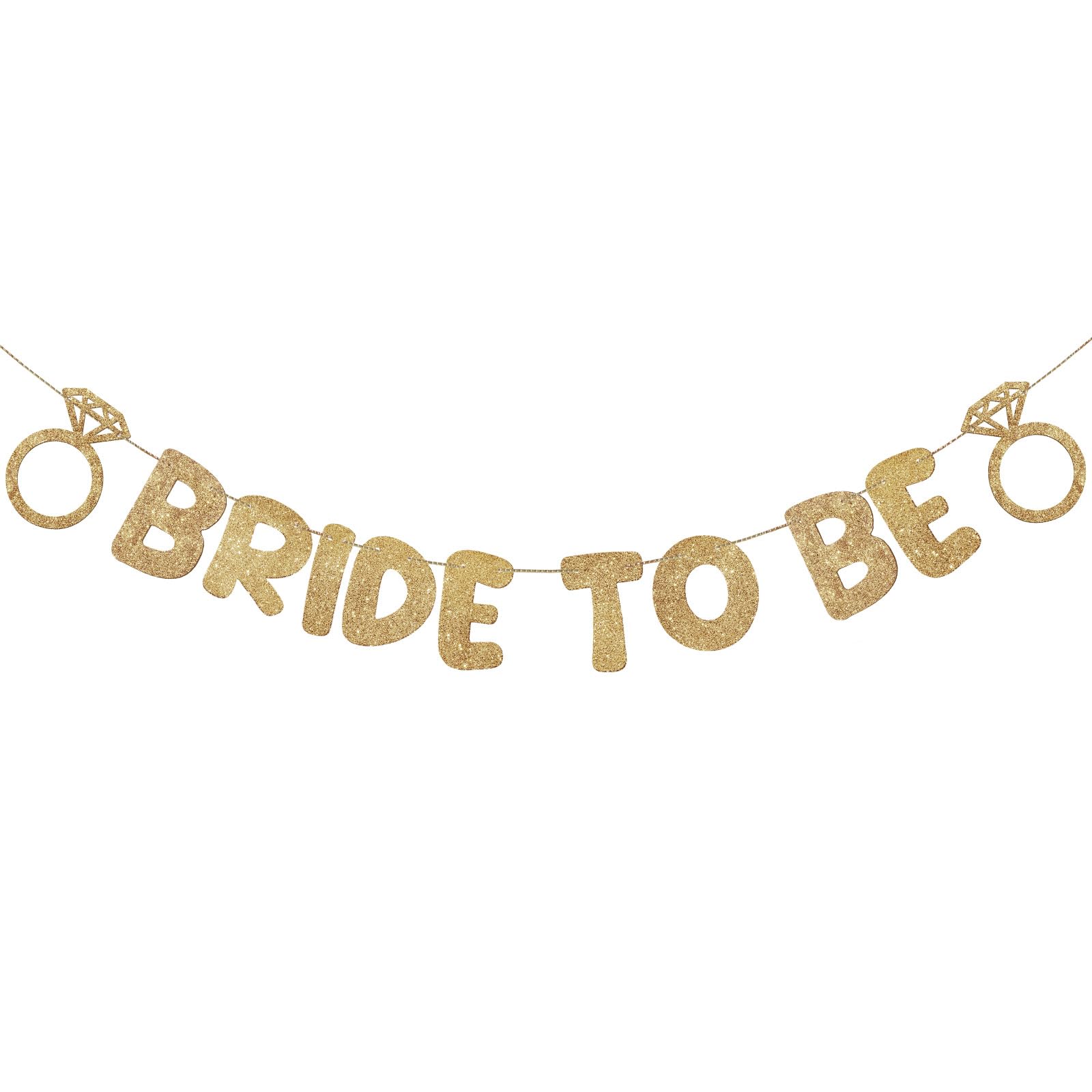 Breling Pre-Strung 'Bride to Be' Glitter Banner - Champagne Gold Bridal Shower Decor, Bachelorette Party Sign, Wedding Garland for Engagement & Bridal Showers - Perfect for Wedding Decorations, Bridal Party Backdrops & Photo Booth Props