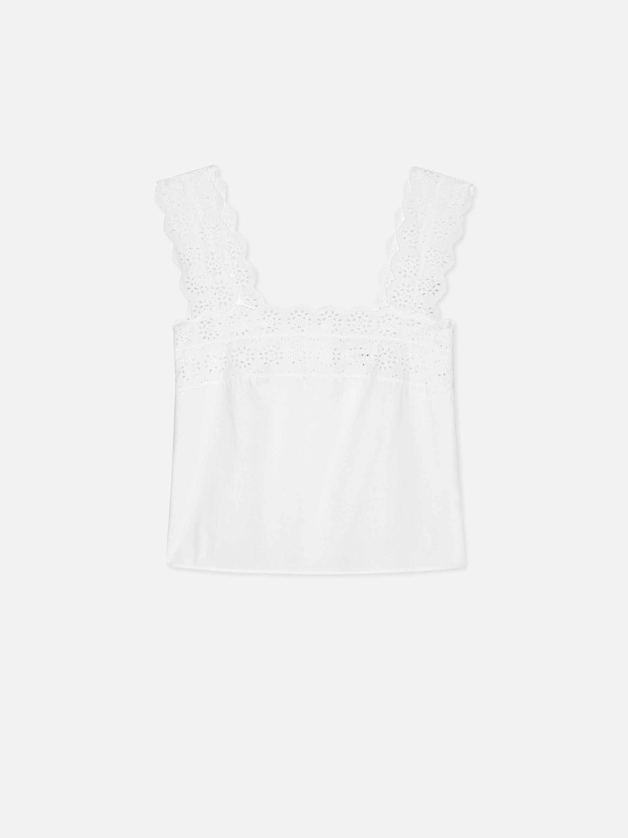 Women's White Eyelet Tank Top - Breathable Summer Casual Shirt for Beach, Vacation & Everyday Wear
