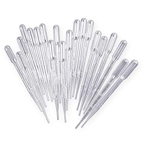 100 Pack of 3ml Graduated Plastic Transfer Pipettes - Precise Liquid Measurement for Science Labs, DIY Crafts & Essential Oil Mixing