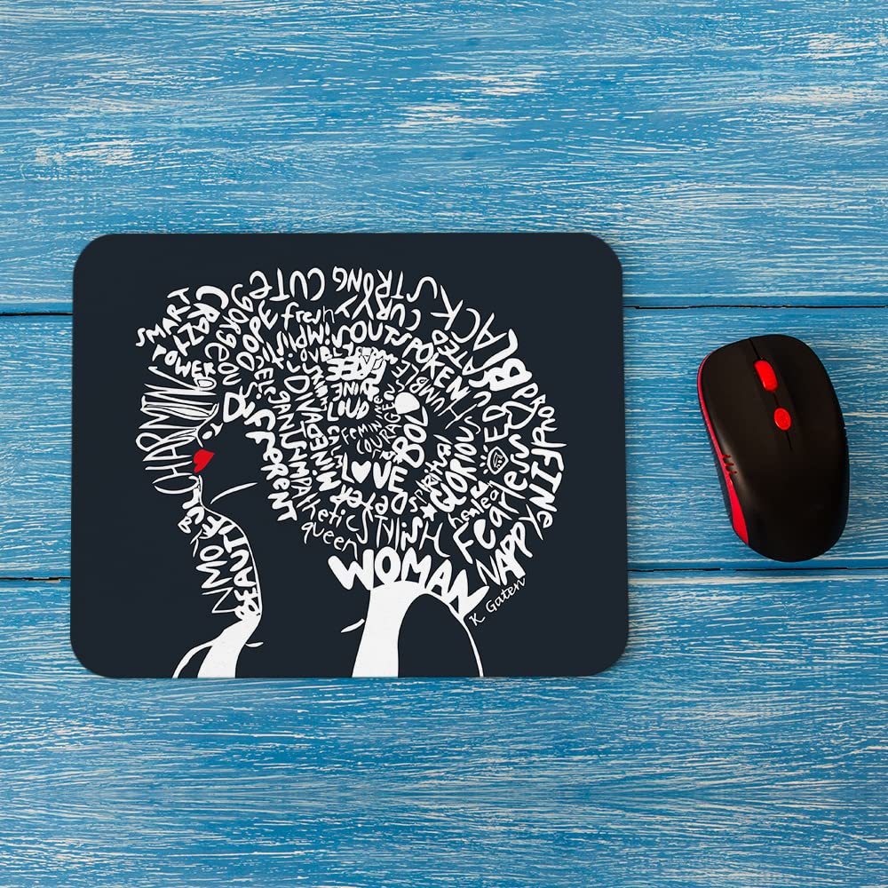 African American Women Mouse Pad - Non-Slip Rubber Base Computer Mouse Mat with Inspirational Quotes (9.5
