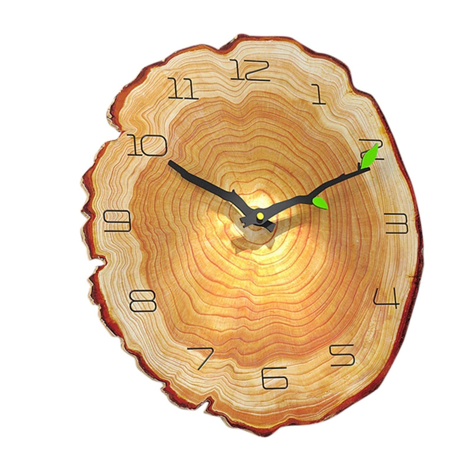 12 Inch Silent Wooden Wall Clock - Moisture Outdoor Clock with Annual Ring Design, Non-Tick Decorative Clock for Living Room, Bedroom, Office & Patio - Perfect for Home Decor, Gifts & Quiet Spaces (Color: A)