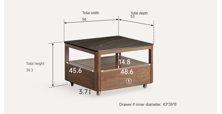 Modern Black Walnut Solid Wood TV Stand with Slate Top - Perfect for Living Room, Home Theater & Entertainment Center Storage