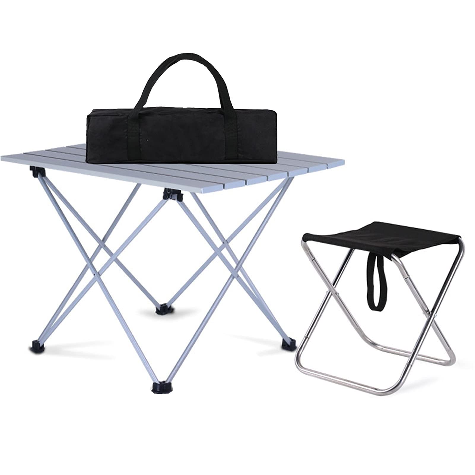 Portable Aluminum Folding Camping Table and Chairs Set with Carry Bag - Lightweight Picnic Table for Outdoor Adventures, Backpacking & Beach (56x40x40cm, No Assembly Needed) - Perfect for Camping, Tailgating, RV Trips & Family Gatherings