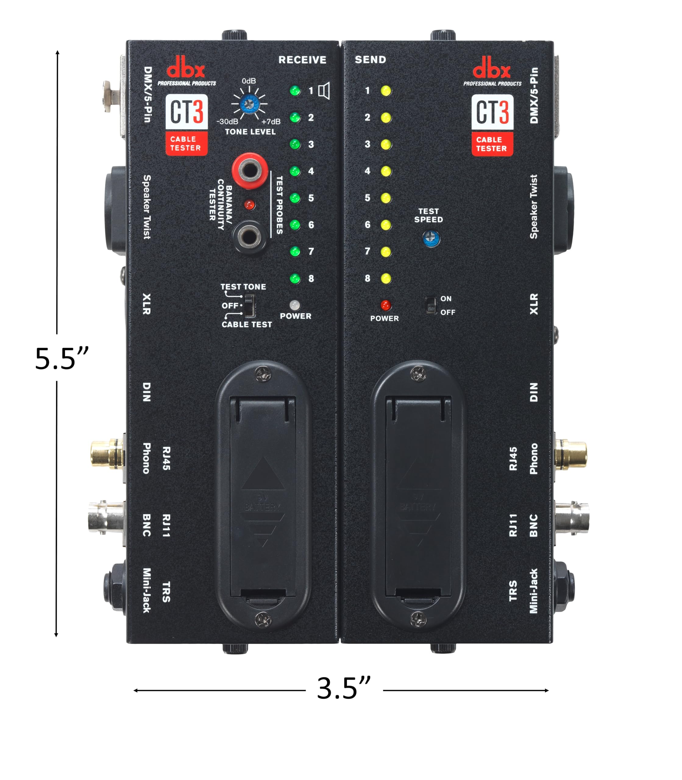 dbx CT-3 Advanced Cable Tester - Professional Network & Audio Cable Testing Tool (Black) | Perfect for Studio, Live Sound & IT Installations