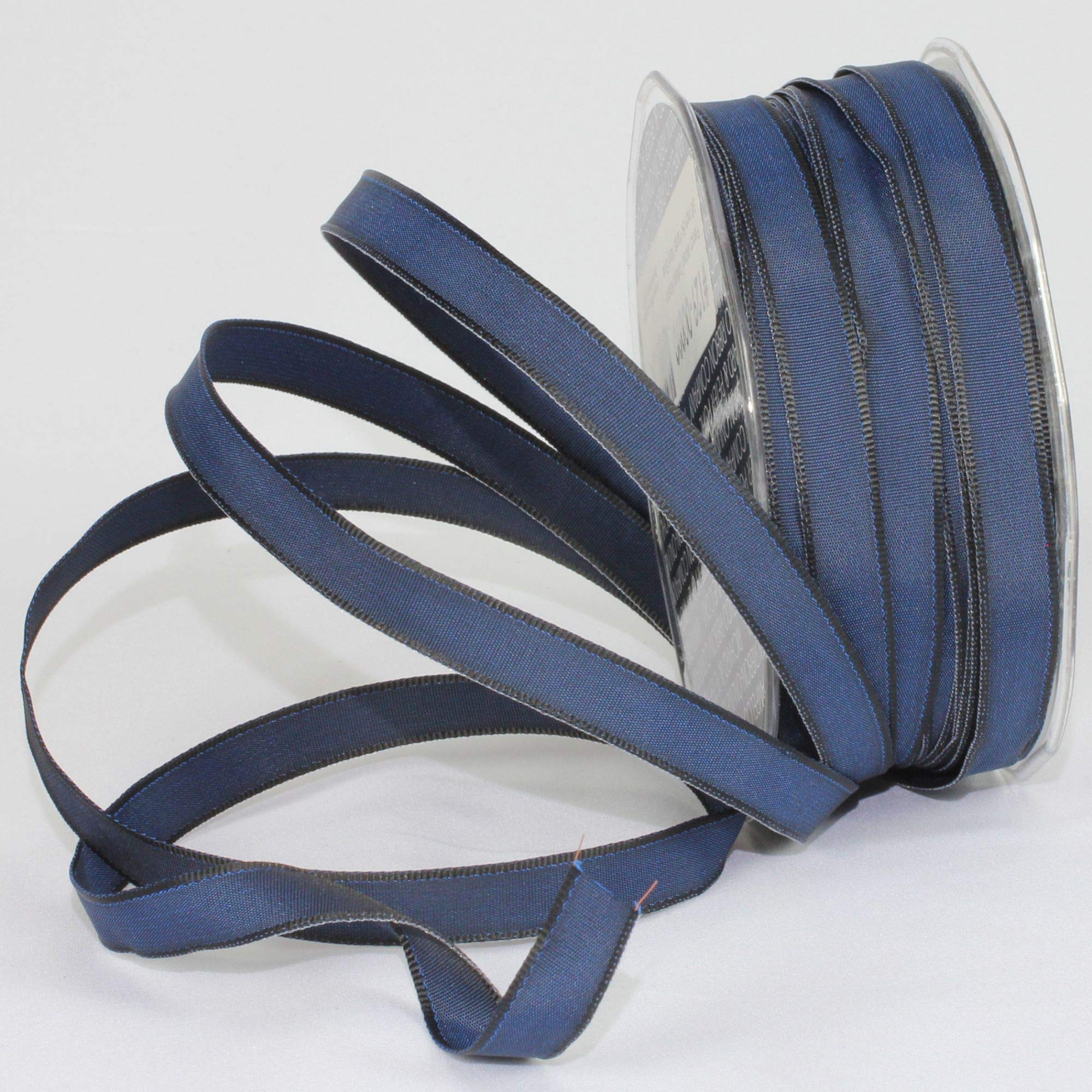 Navy Blue Taffeta Wired Craft Ribbon - 9.5mm x 108 Yards (100m) for Gift Wrapping, DIY Projects, Wedding Decorations & Scrapbooking