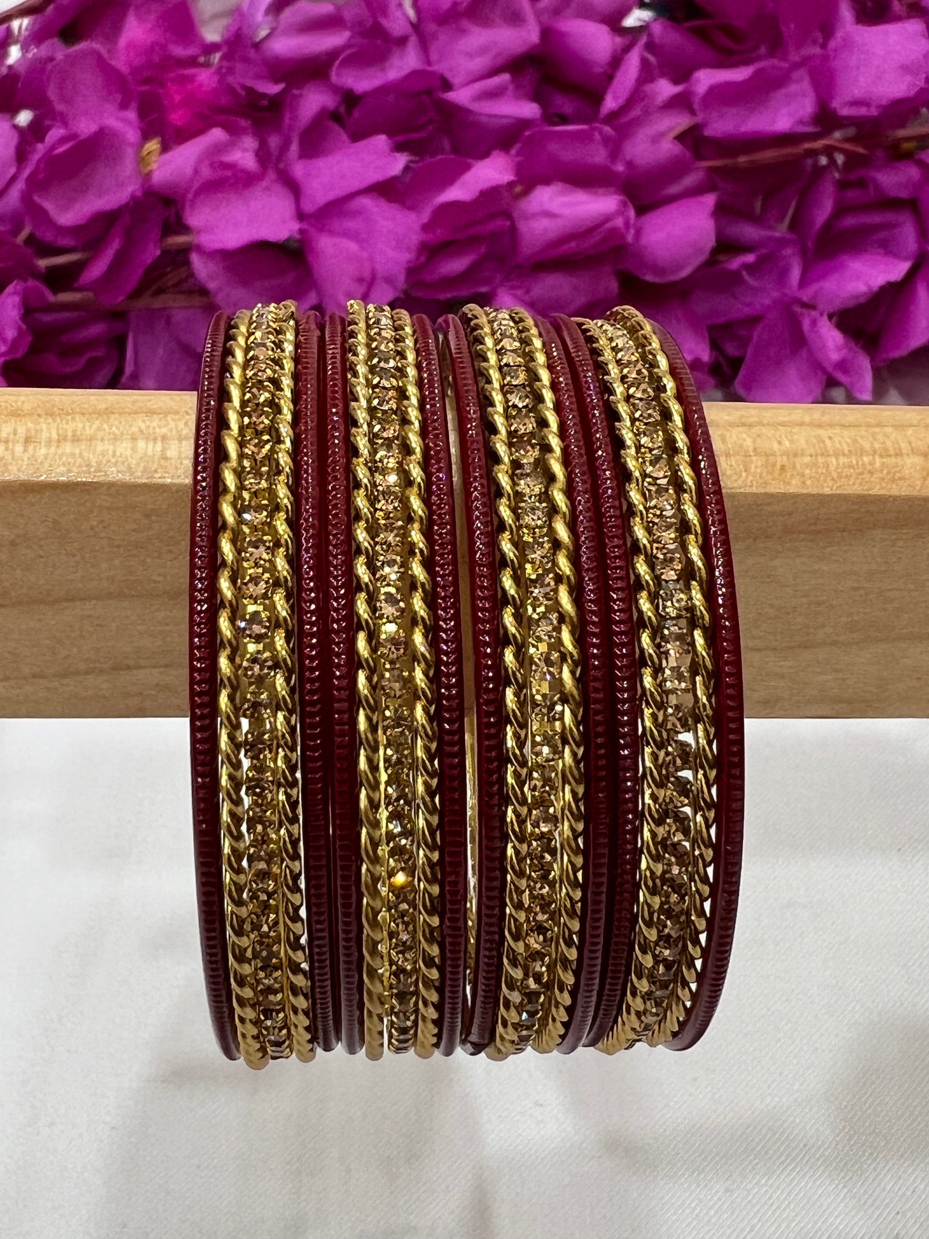 Elegant Maroon Metal Bangles for Women - Smooth Finish Fashion Jewelry - Perfect for Parties, Weddings & Everyday Wear