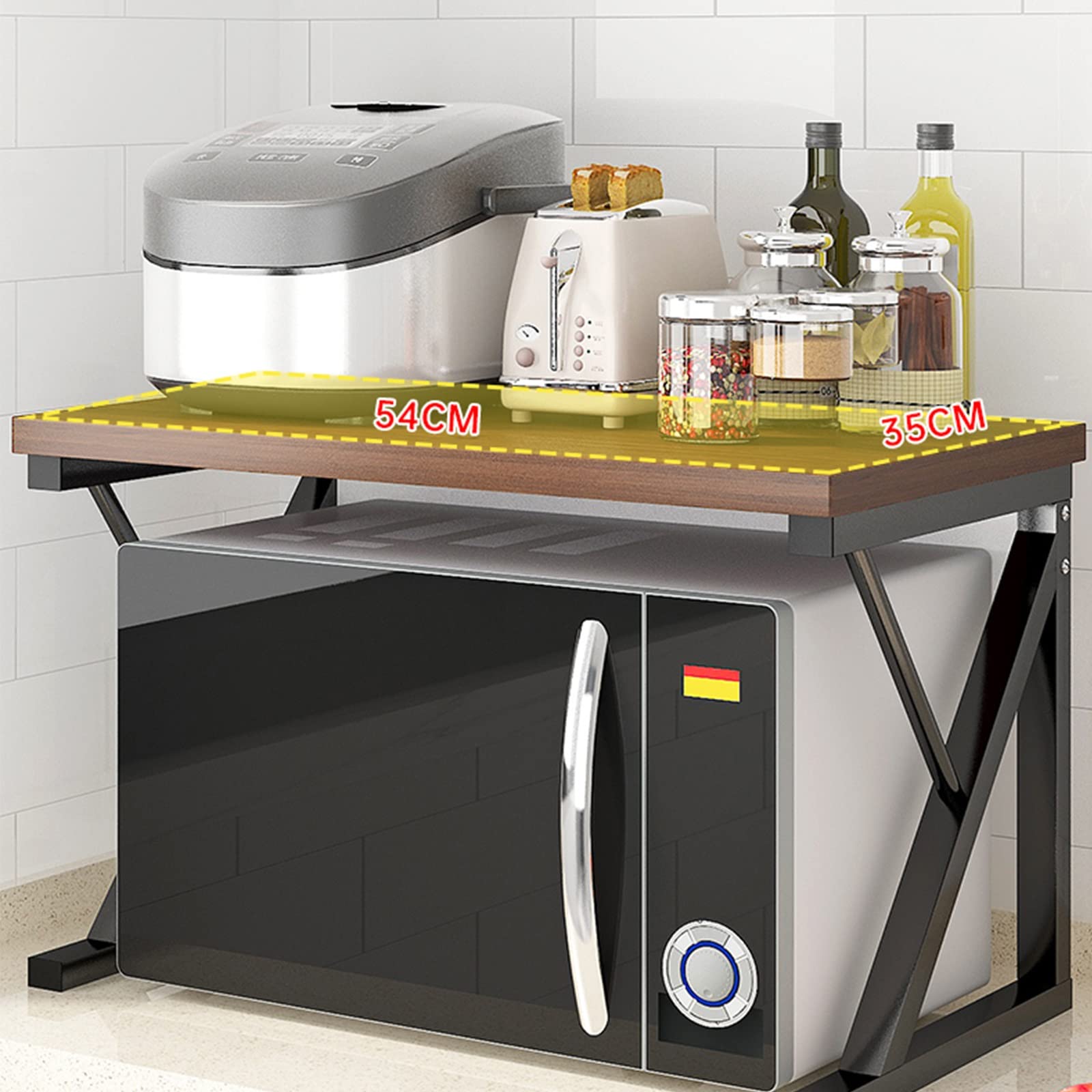 Universal Microwave Shelf for Countertop - Heavy Duty Metal Oven Rack & Kitchen Storage Organizer - Space Saving Solution for Small Kitchens, Countertops, and Pantries - Perfect for Microwaves, Toasters, and Small Appliances