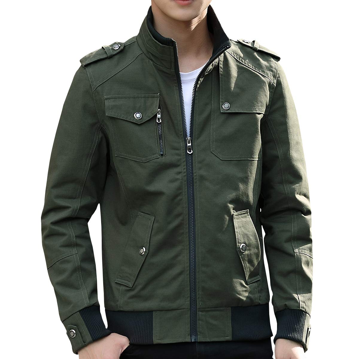 Womleys Men's Lightweight Cotton Windbreaker Jacket - Casual Outerwear for Outdoor Activities & Travel