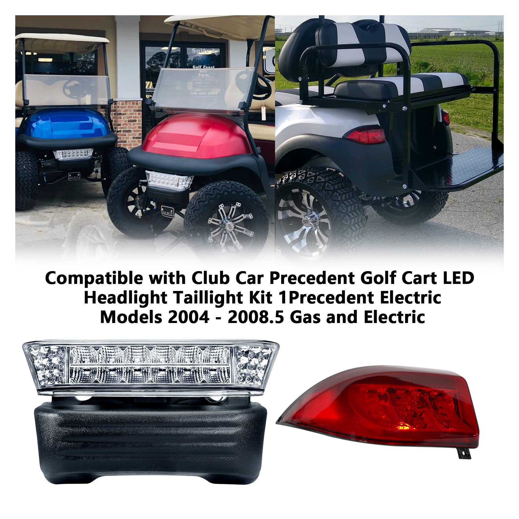 **Club Car Precedent 2004-Up Golf Cart LED Light Kit - Bright LED Headlights & Taillights for Night Driving & Safety - Perfect for Golf Courses, Campuses & Neighborhoods**