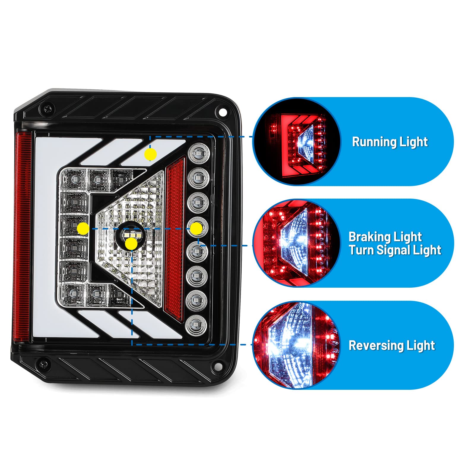 **AUTOWIKI LED Tail Lights for Jeep Wrangler JK & JKU (2007-2018) - Black Housing Clear Lens Replacement Rear Lamps - Left & Right Side - Off-Road & Night Driving Upgrade**