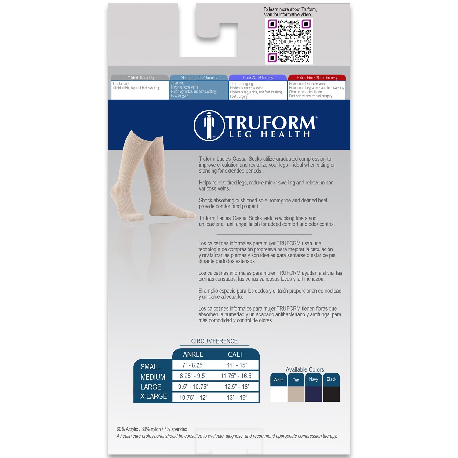 Truform 10-20 mmHg Compression Socks for Women - Knee High Over Calf Gym Socks, Black, Medium (2-Pack) - Ideal for Running, Travel & Recovery