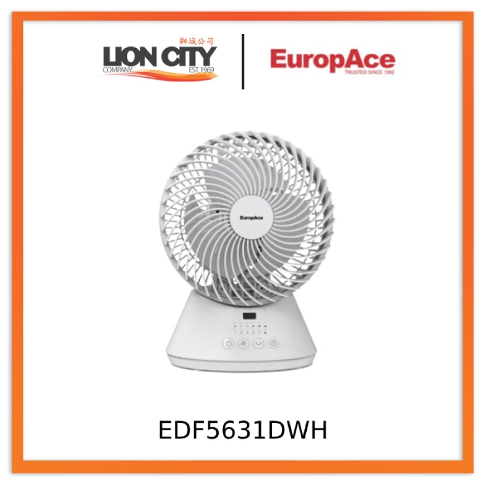 EuropAce EDF5631DWH 6 Inch Deluxe DC Motor Desk Fan - Quiet Cooling for Office, Home & Dorm Room