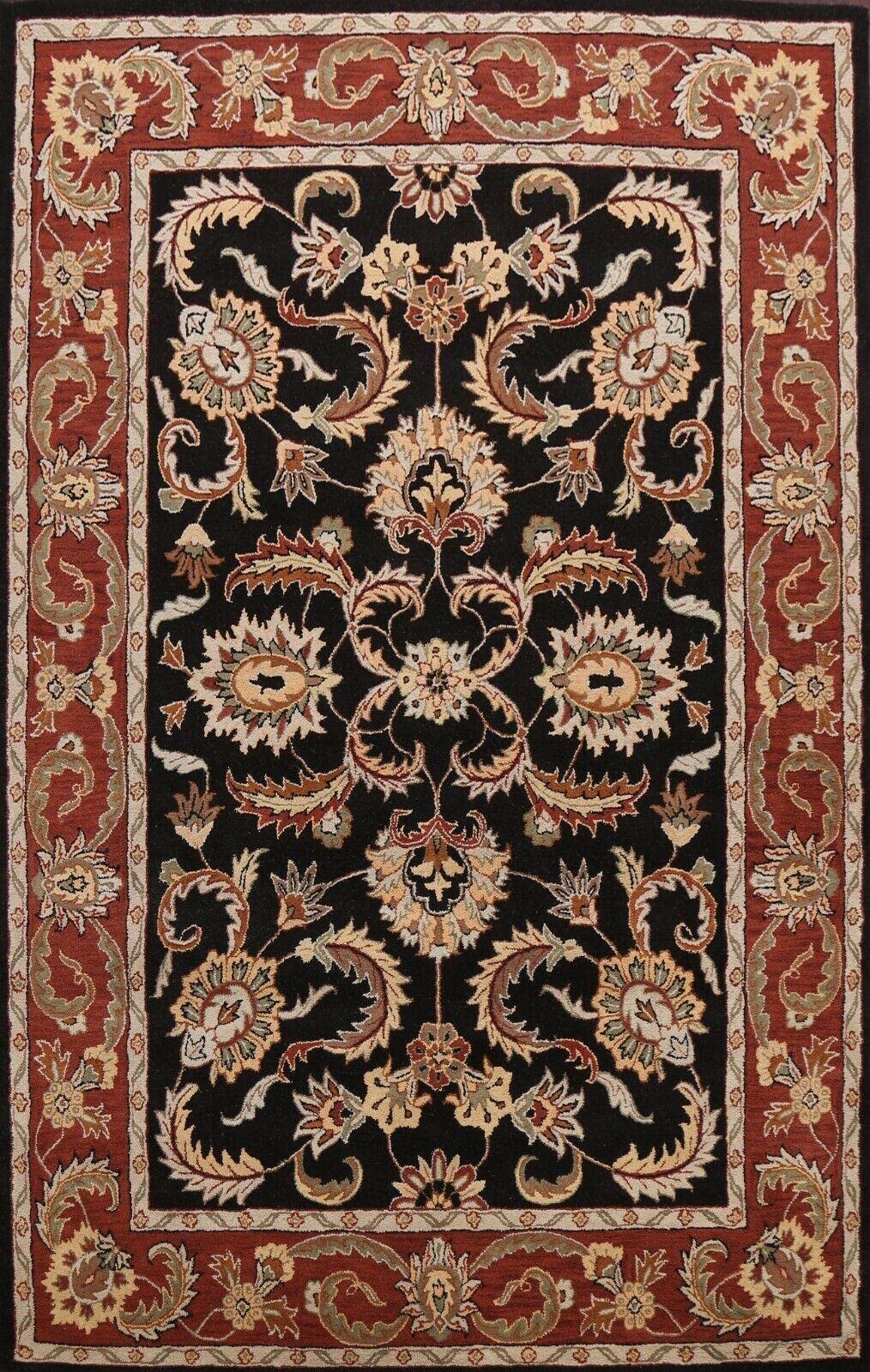 Hand-Tufted Black Floral Oriental Area Rug - Traditional Design for Dining Room, Living Room & Bedroom Decor | Non-Slip Soft Carpet for Home Accessories & Interior Design