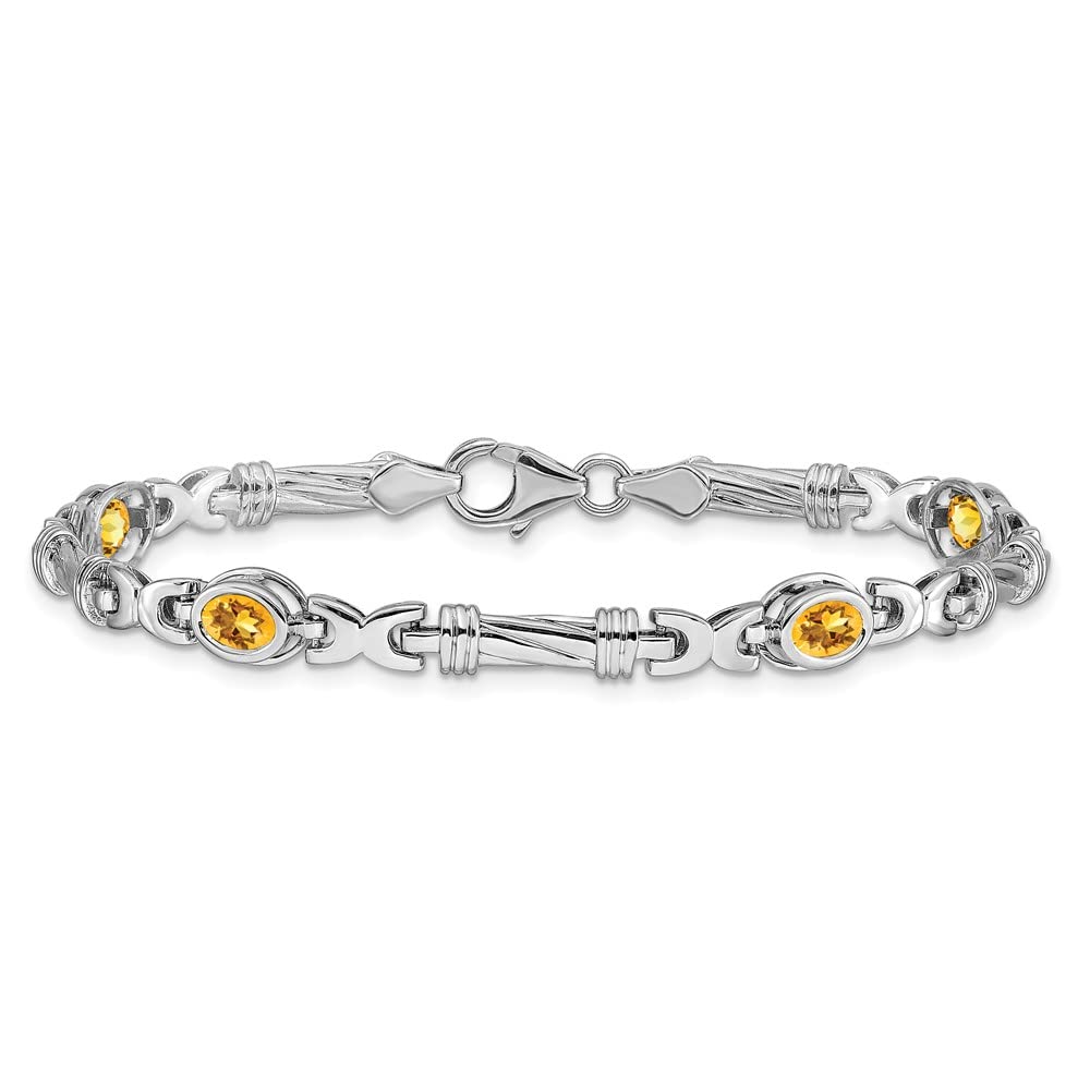 14K White Gold Citrine Bracelet for Women - Dainty Fine Jewelry Gift for Her, 7 Inch Adjustable - Perfect for Birthdays, Anniversaries & Special Occasions