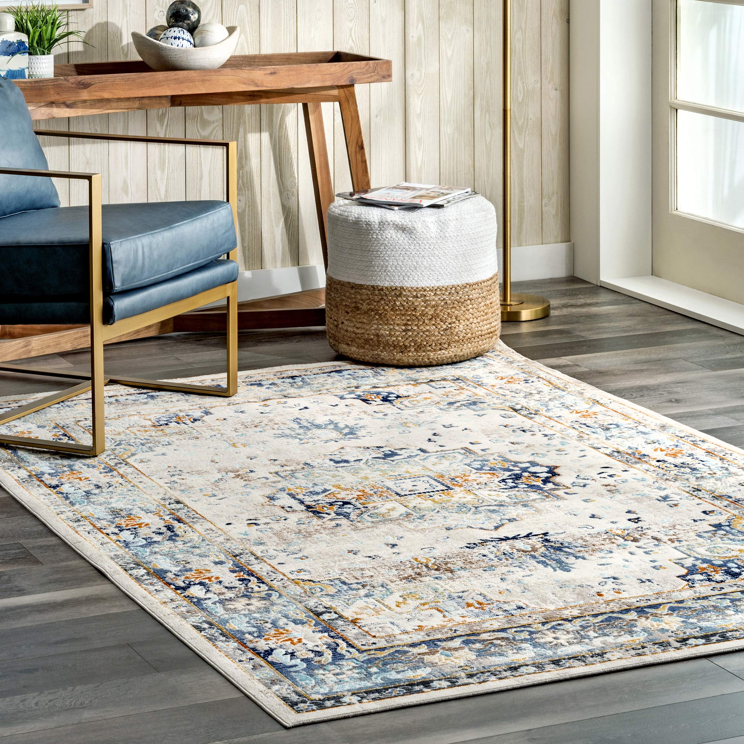 nuLOOM Sky Fading Token Area Rug 9x12 Feet - Soft Modern Blue Distressed Design for Living Room, Bedroom & Office Decor