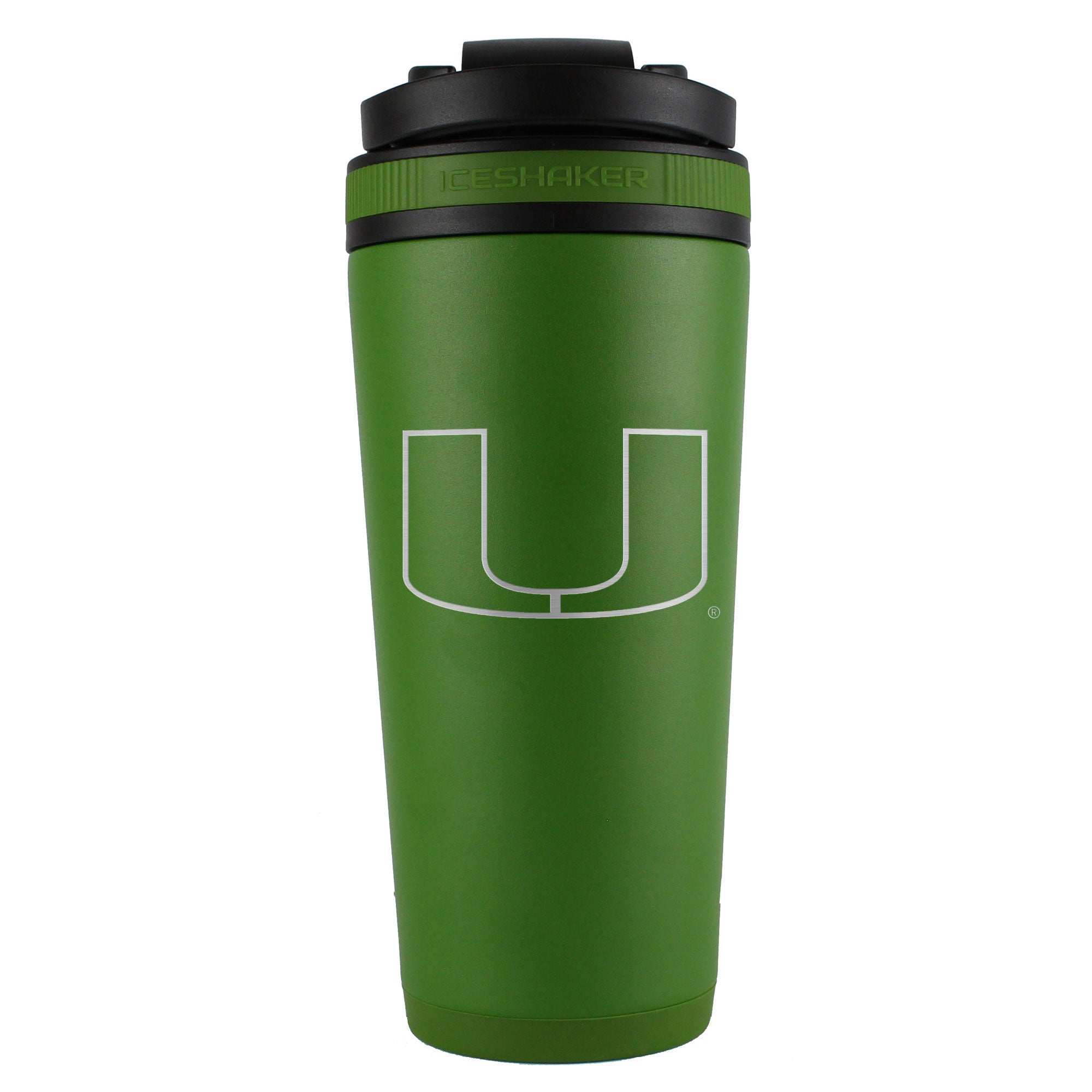 Official University of Miami 26oz Insulated Ice Shaker Bottle - Green | Perfect for Gym, Workouts & College Tailgating | Leakproof Stainless Steel Water Bottle for Sports & Outdoor Activities