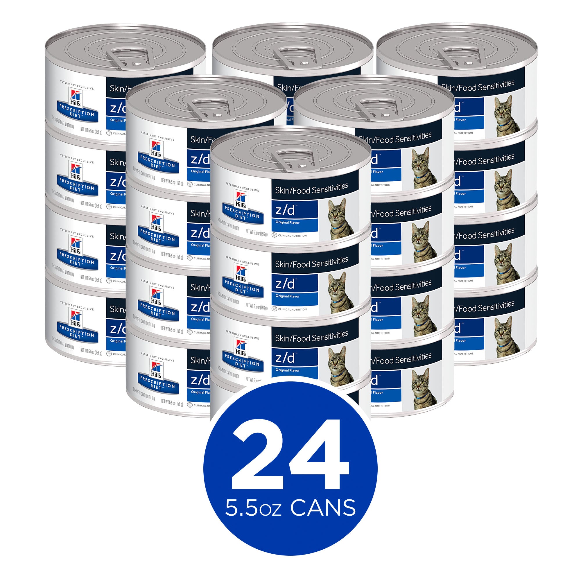 Hill's Science Diet Feline Z/D Cat Food - 5.5oz Cans (24-Pack) - Hypoallergenic Wet Food for Cats with Skin & Food Sensitivities - Perfect for Sensitive Stomach & Allergy Relief