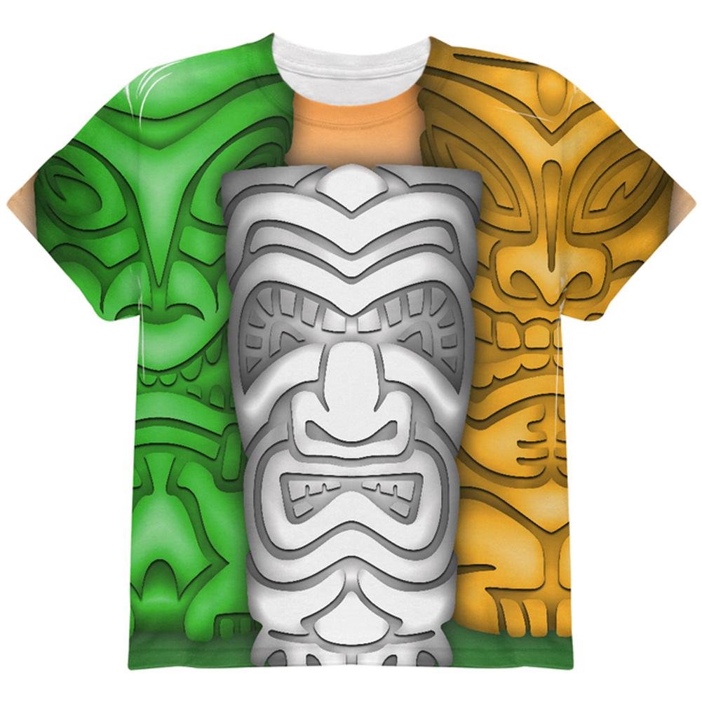 St. Patrick's Day Tiki Glass Print Party T-Shirt for Youth - Multi Color, Size YXL | Fun Holiday Celebration & Festive Outfit