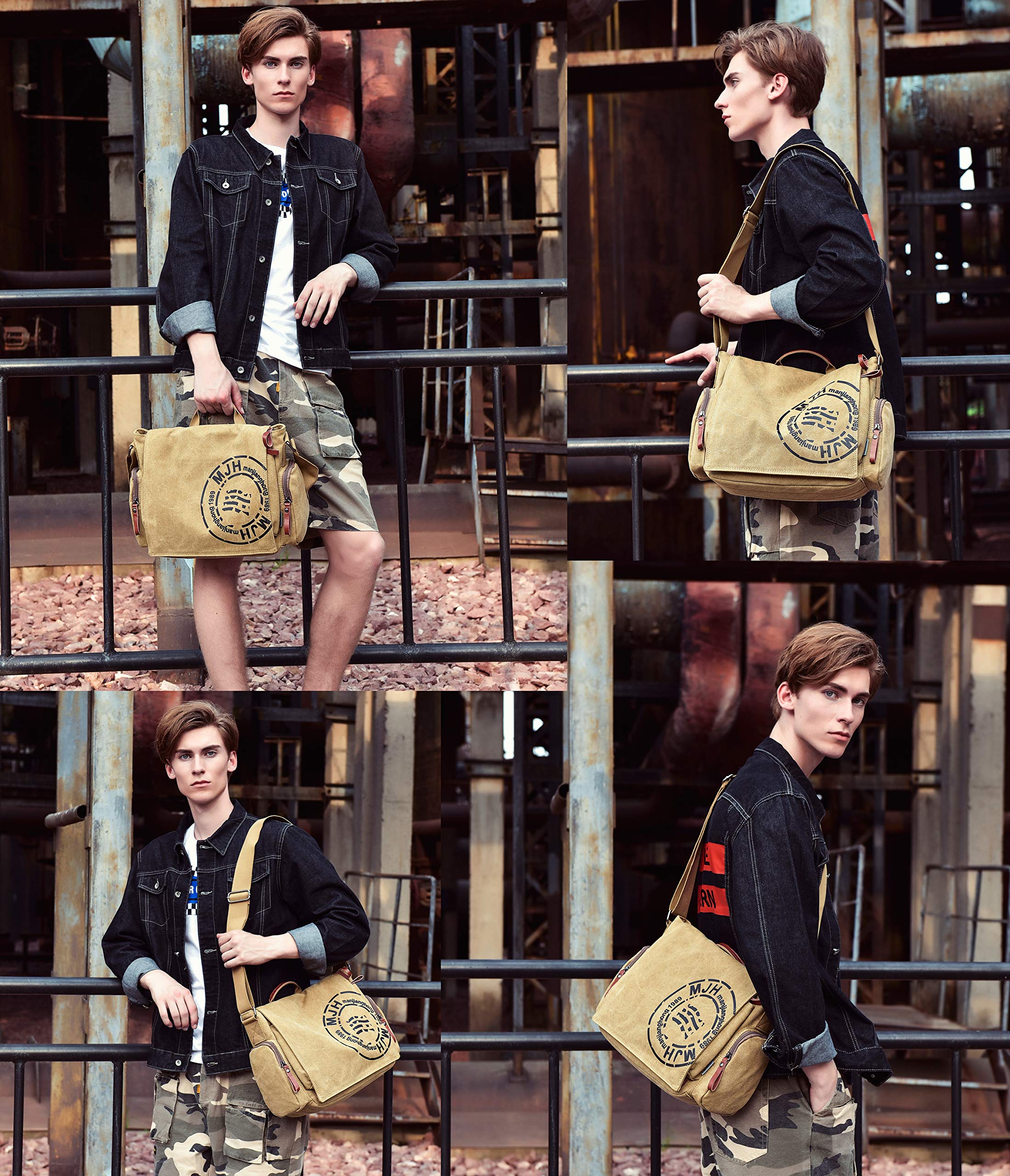 Stylish Canvas Messenger Bag for Men - Durable Travel Shoulder Bag with 13.5