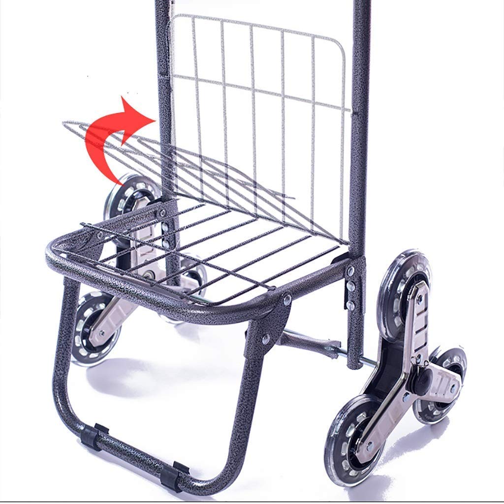 Heavy Duty Collapsible Folding Wagon Cart - 6-Wheel Foldable Shopping Trolley with Ladder & Waterproof Cover - 50kg Capacity for Groceries, Beach, Camping & Outdoor Activities