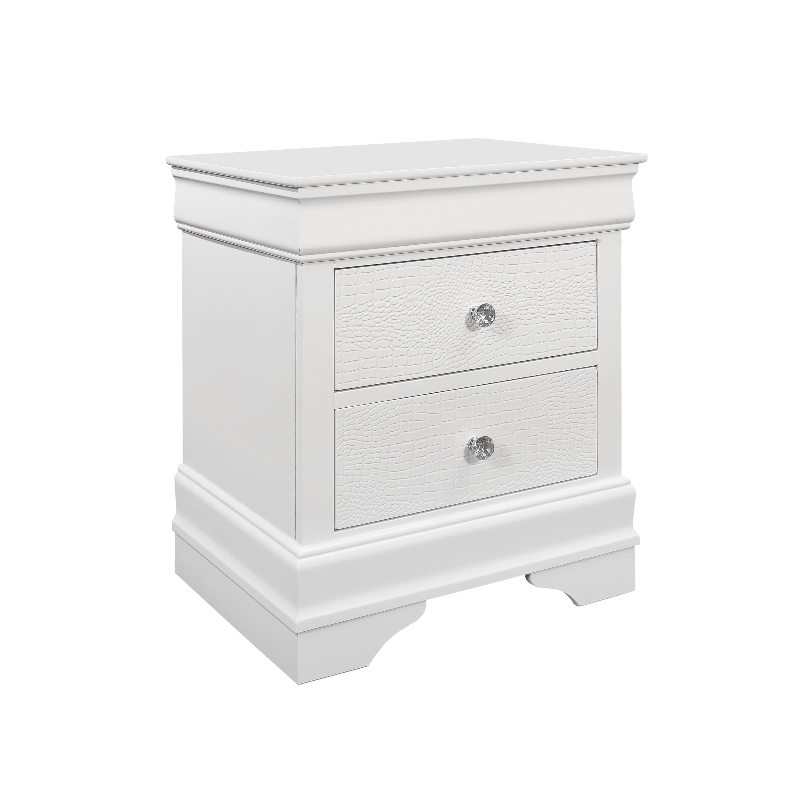 Pompei Metallic White Nightstand - Modern Bedside Table with Storage | Stylish & Durable Bedroom Furniture for Home Decor | Perfect for Bedrooms, Guest Rooms & Apartments