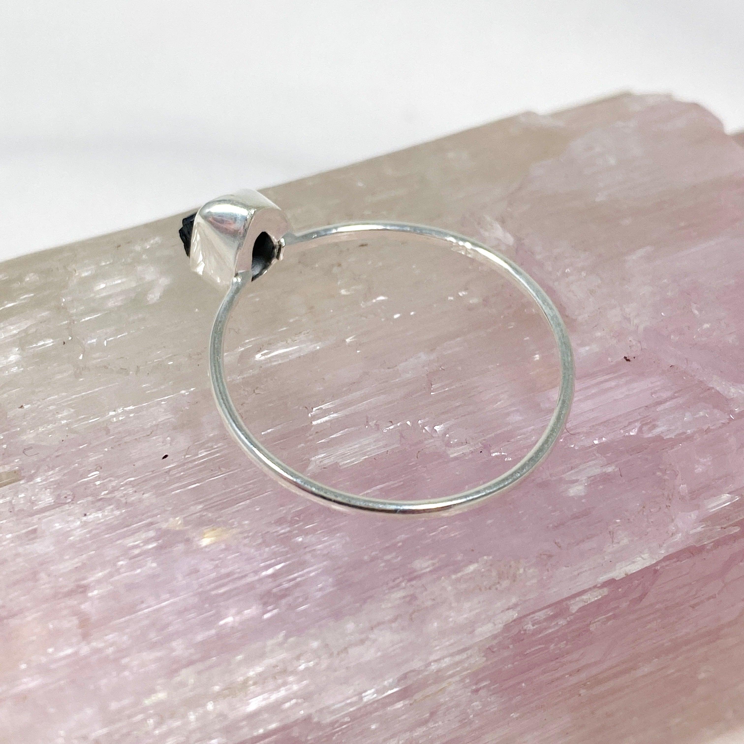 Black Tourmaline Raw Crystal Ring for Women - Natural Stone Fine Band Jewelry R3701 BT - Perfect for Healing, Protection & Everyday Wear