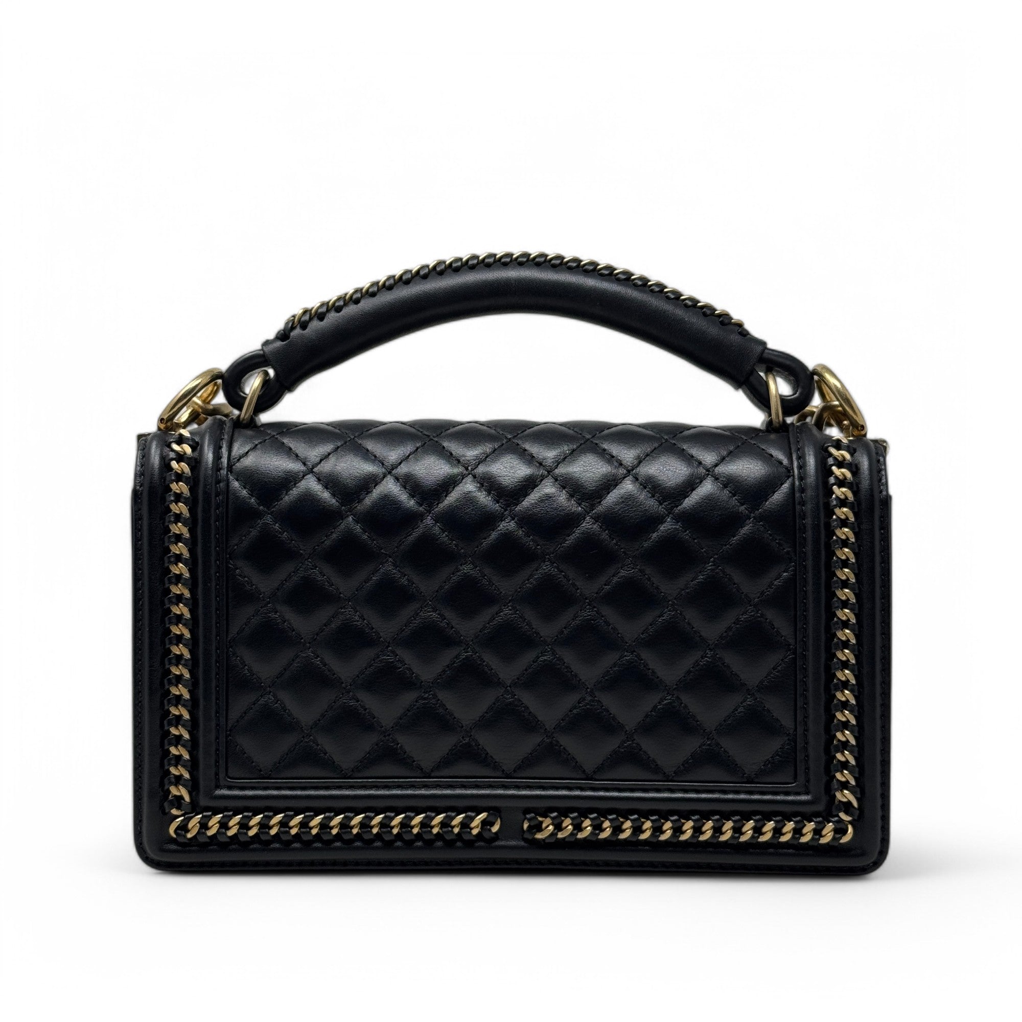 Chanel Black Medium Boy Top Handle Bag - Luxury Designer Handbag for Women | Perfect for Evening Parties, Date Nights & Special Occasions